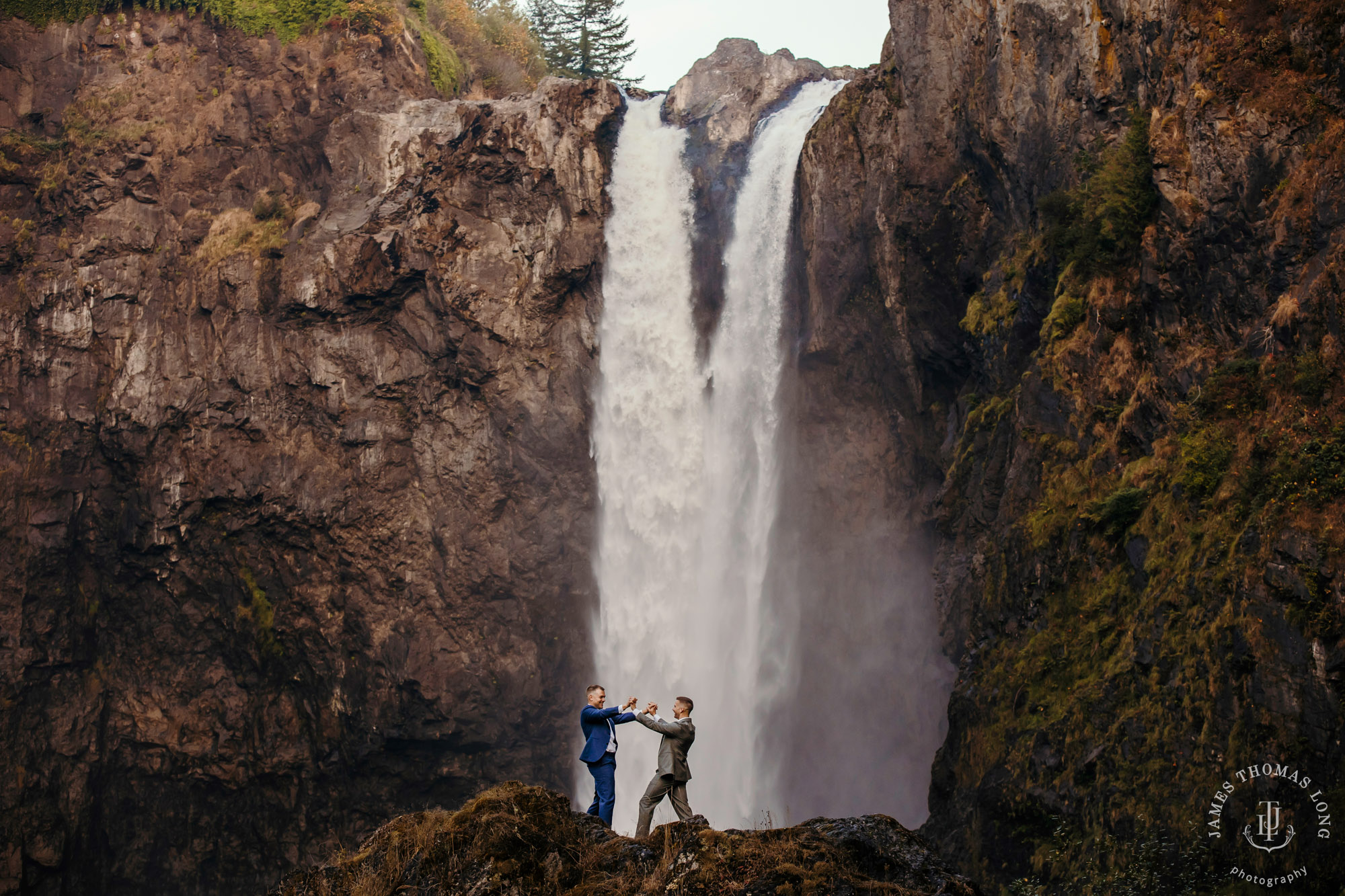 Snoqualmie Falls day before the wedding by Snoqualmie wedding photographer James Thomas Long Photography