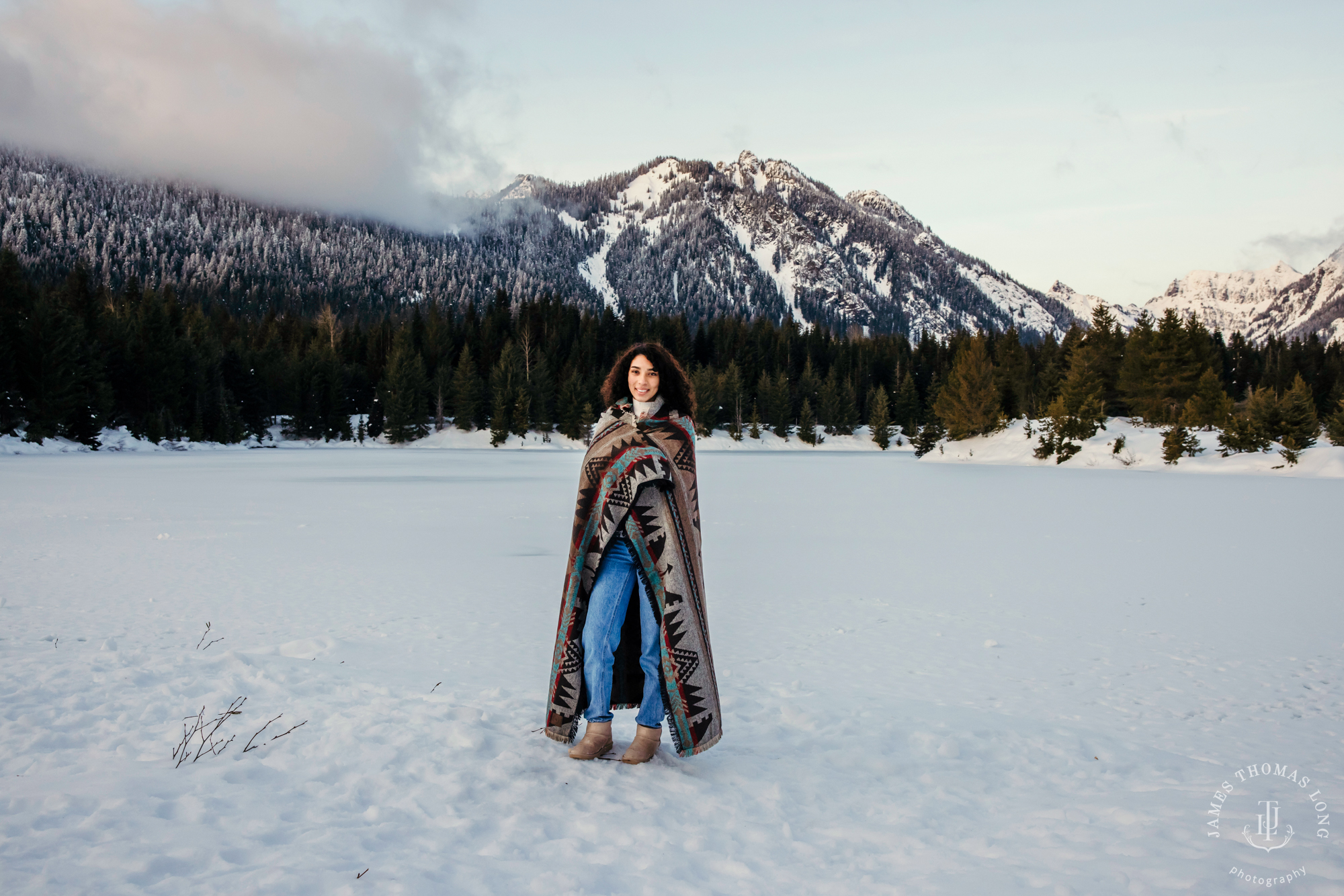 Adventure senior portrait session in the snow by Snoqualmie senior portrait photographer James Thomas Long Photography