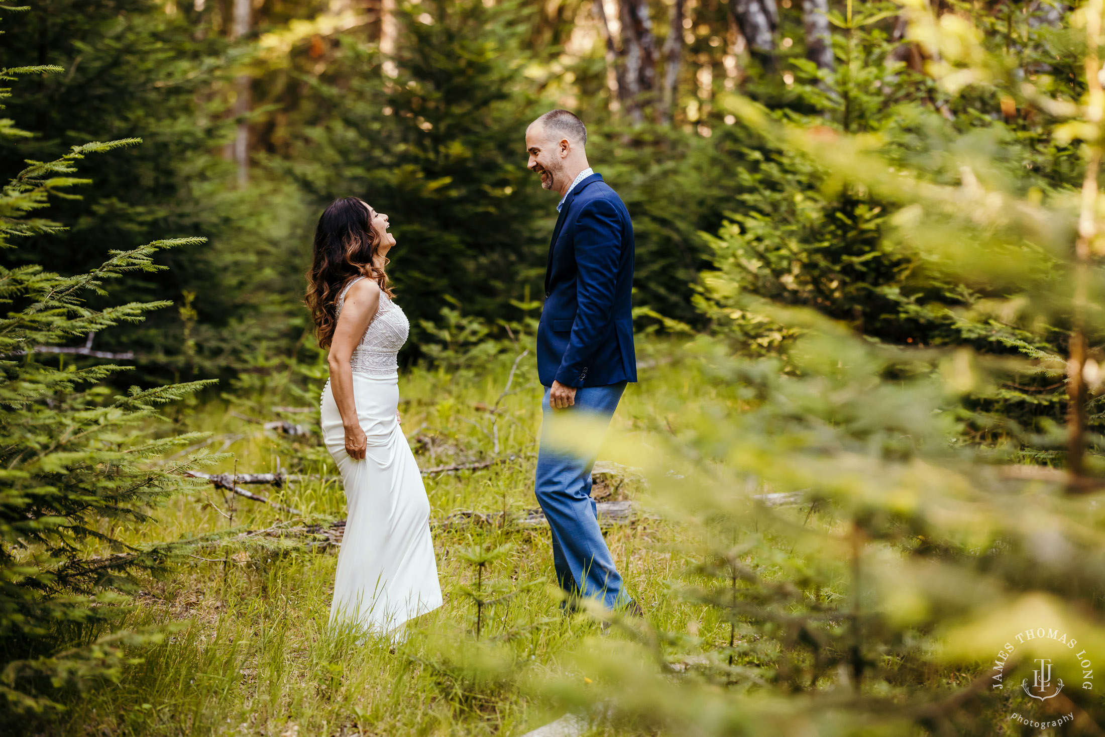 A-frame cabin elopement near Crystal Mountain Washington by Seattle elopement photographer James Thomas Long Photography