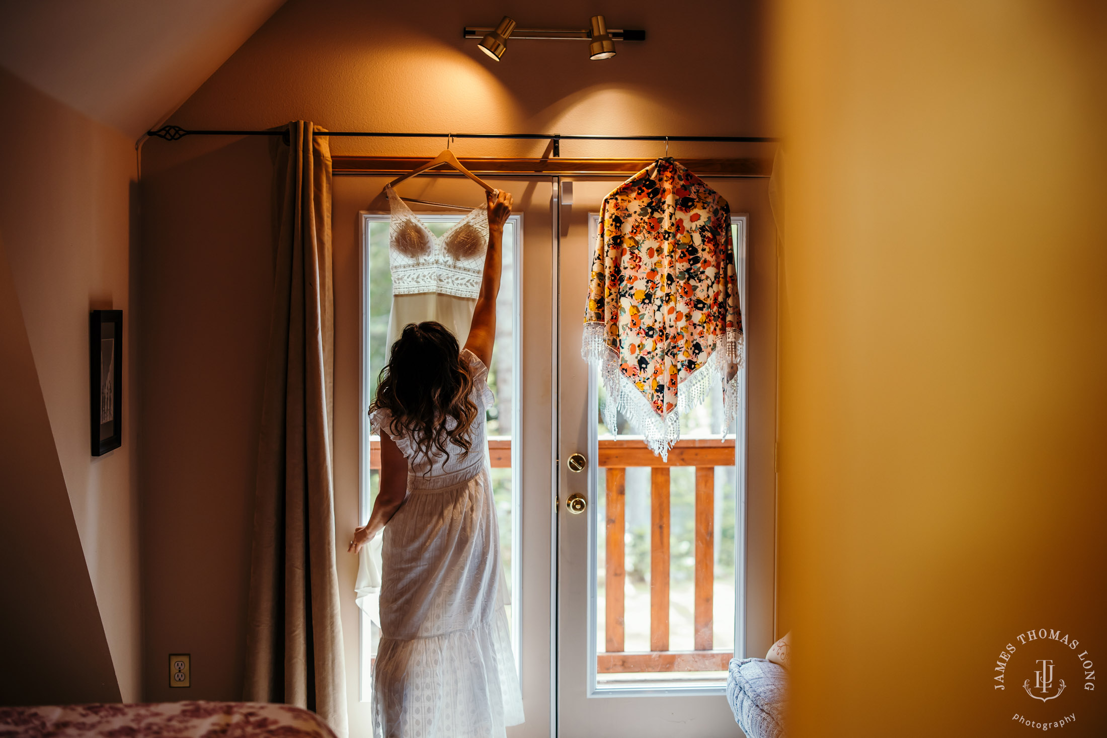 A-frame cabin elopement near Crystal Mountain Washington by Seattle elopement photographer James Thomas Long Photography