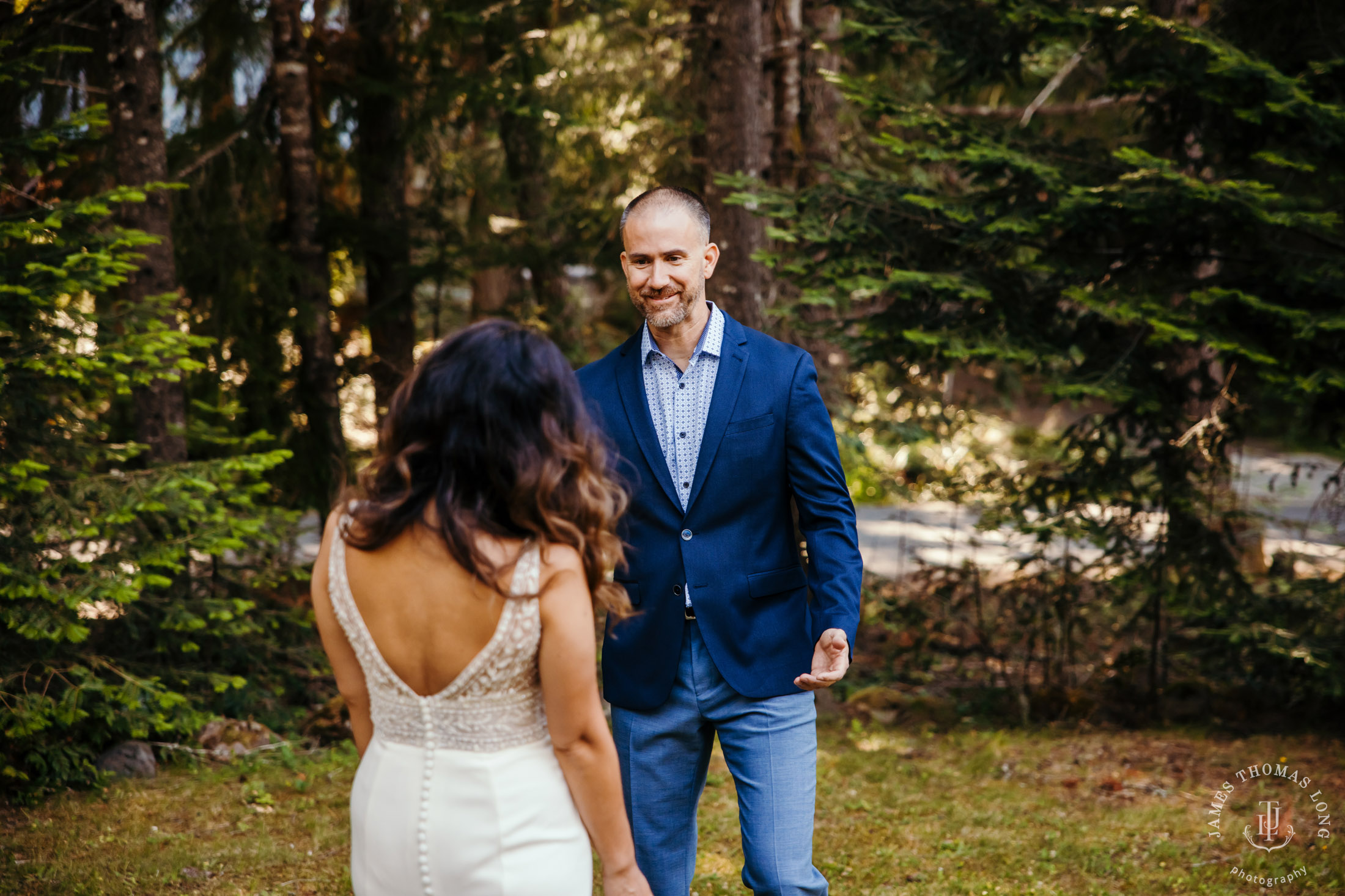 A-frame cabin elopement near Crystal Mountain Washington by Seattle elopement photographer James Thomas Long Photography