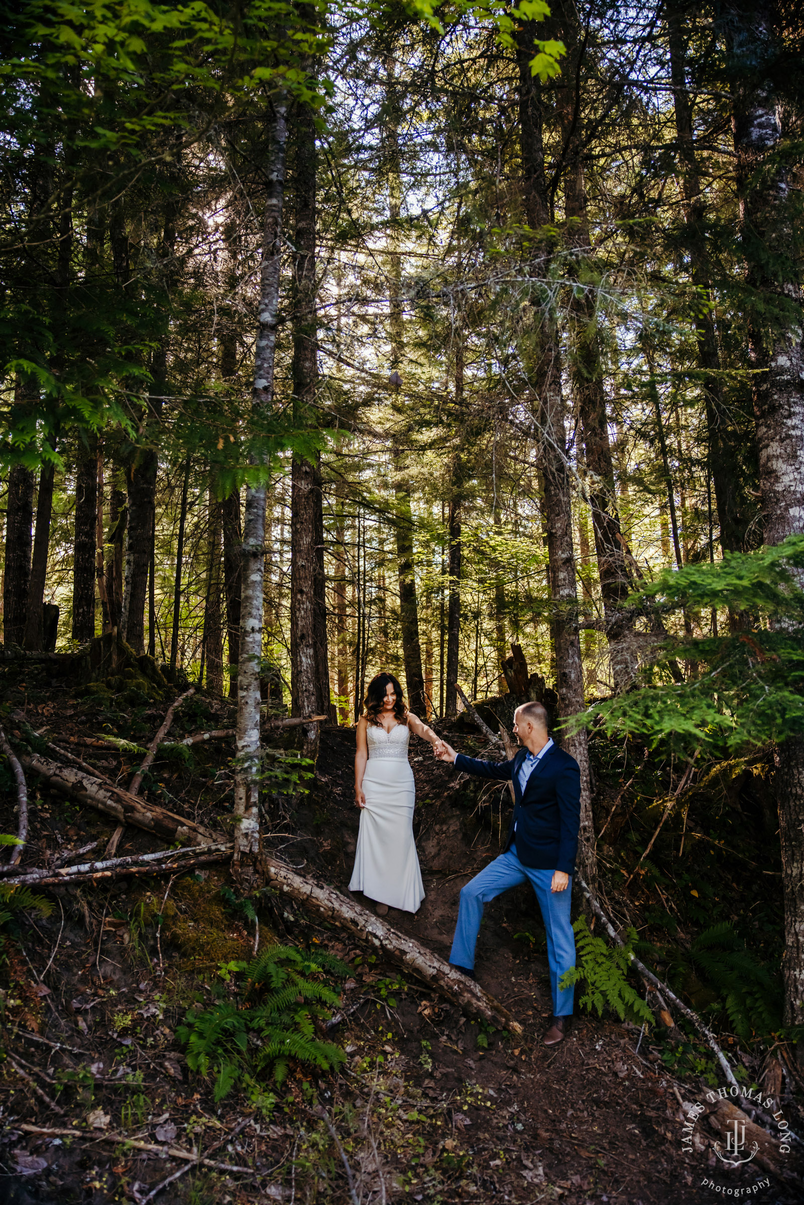 A-frame cabin elopement near Crystal Mountain Washington by Seattle elopement photographer James Thomas Long Photography