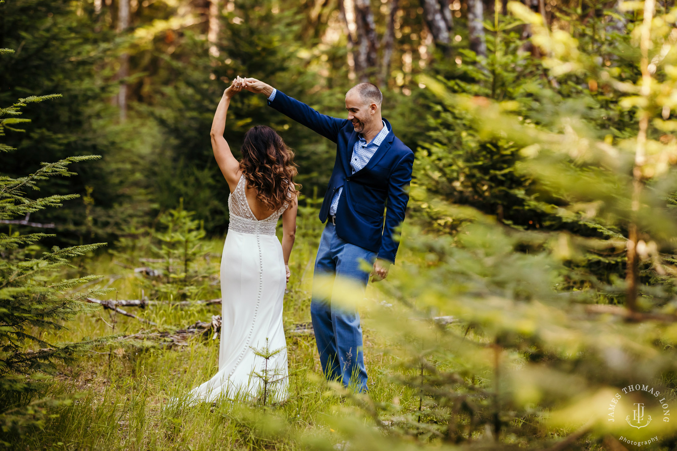 A-frame cabin elopement near Crystal Mountain Washington by Seattle elopement photographer James Thomas Long Photography