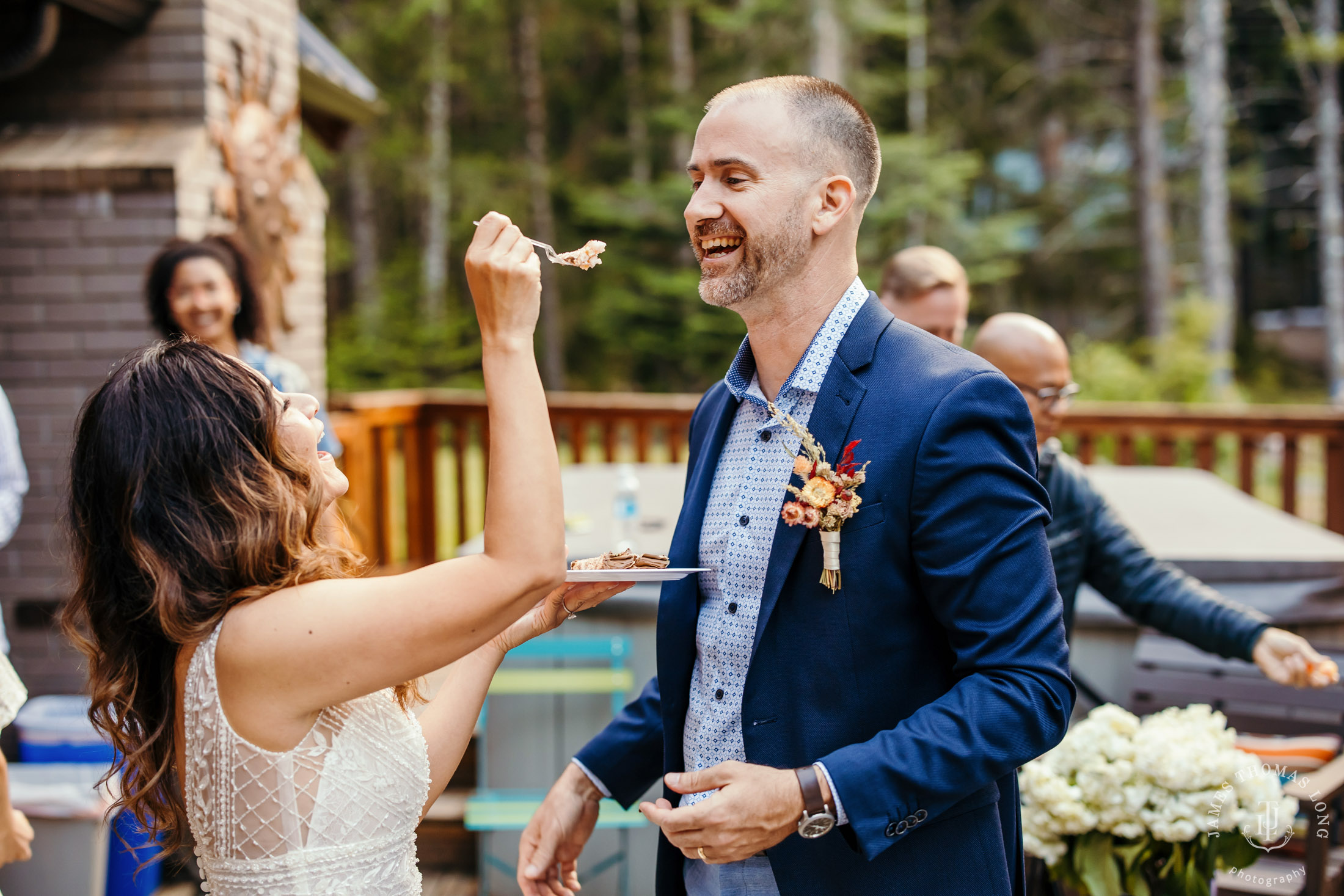 A-frame cabin elopement near Crystal Mountain Washington by Seattle elopement photographer James Thomas Long Photography