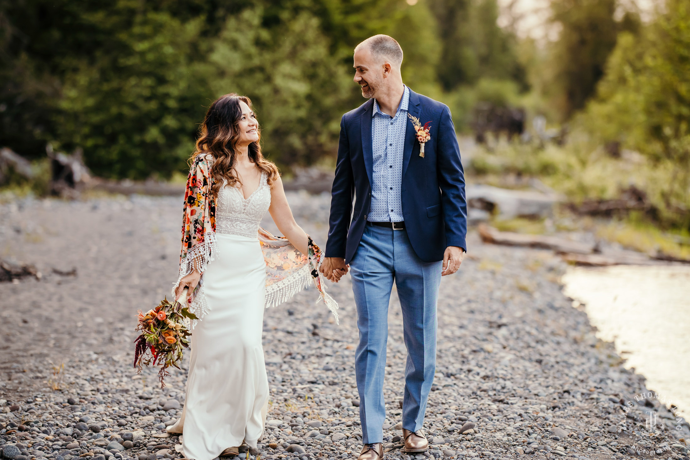 A-frame cabin elopement near Crystal Mountain Washington by Seattle elopement photographer James Thomas Long Photography