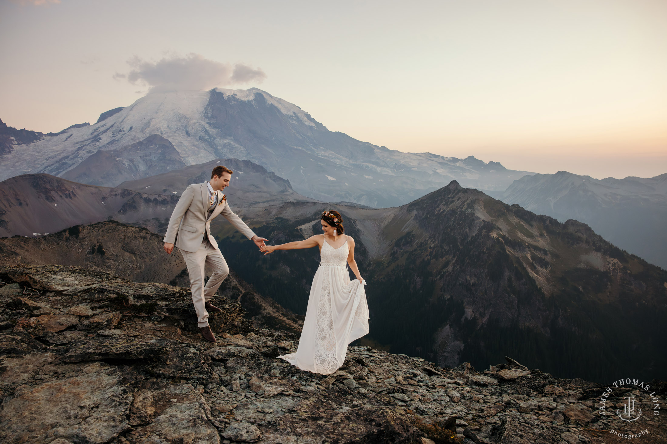 Adventure Elopement on Mount Rainier by Seattle adventure elopement photographer James Thomas Long Photography
