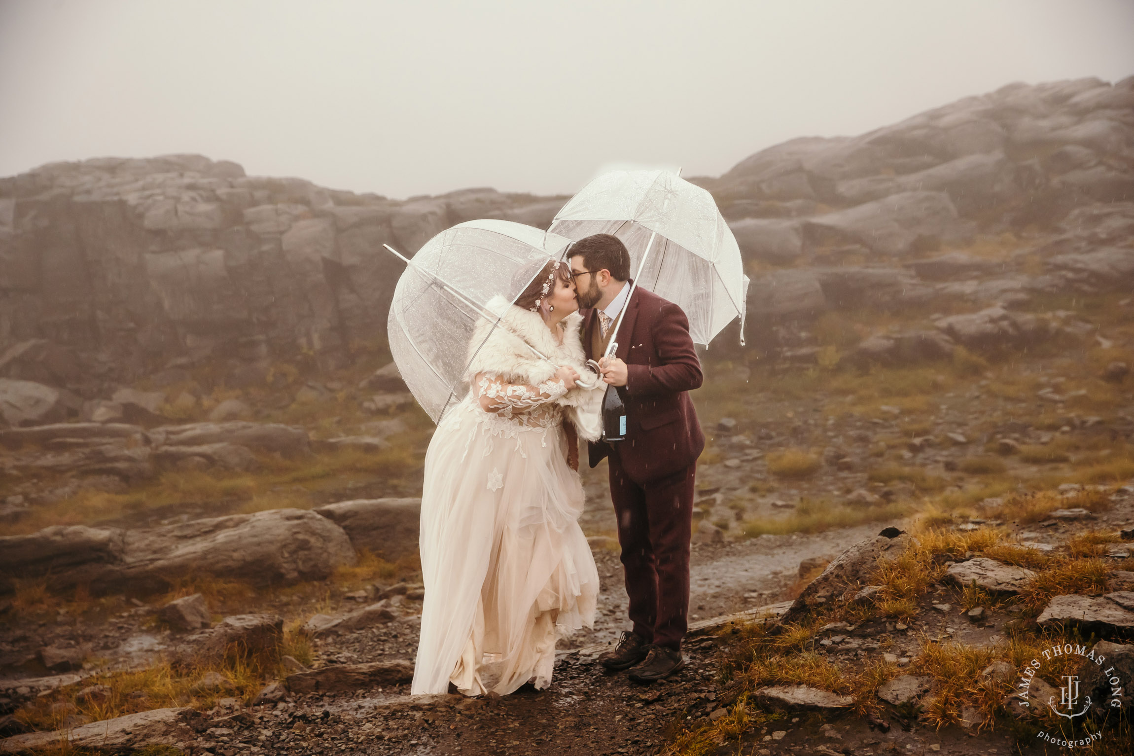North Cascades adventure elopement in the rain by Seattle adventure elopement photographer James Thomas Long Photography