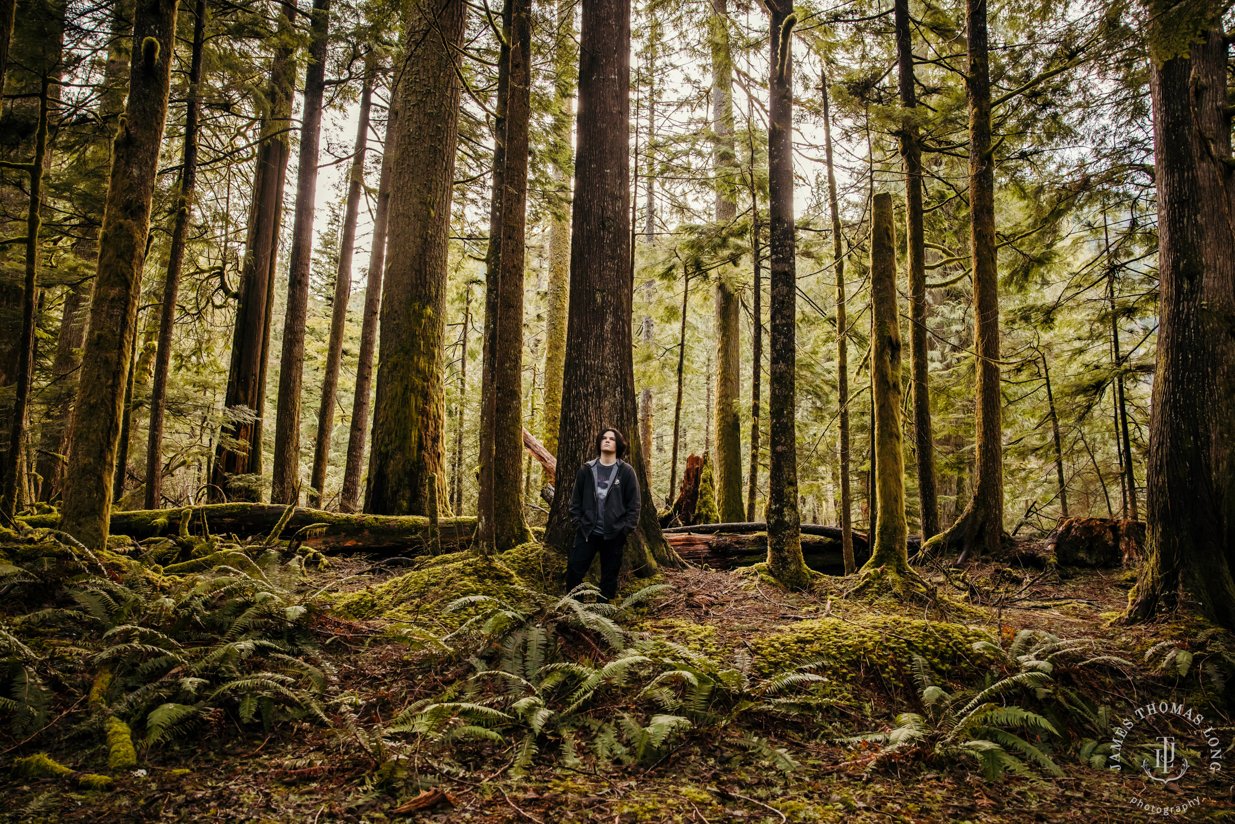 Pacific Northwest senior portrait session in the forest by Seattle senior portrait photographer James Thomas Long Photography