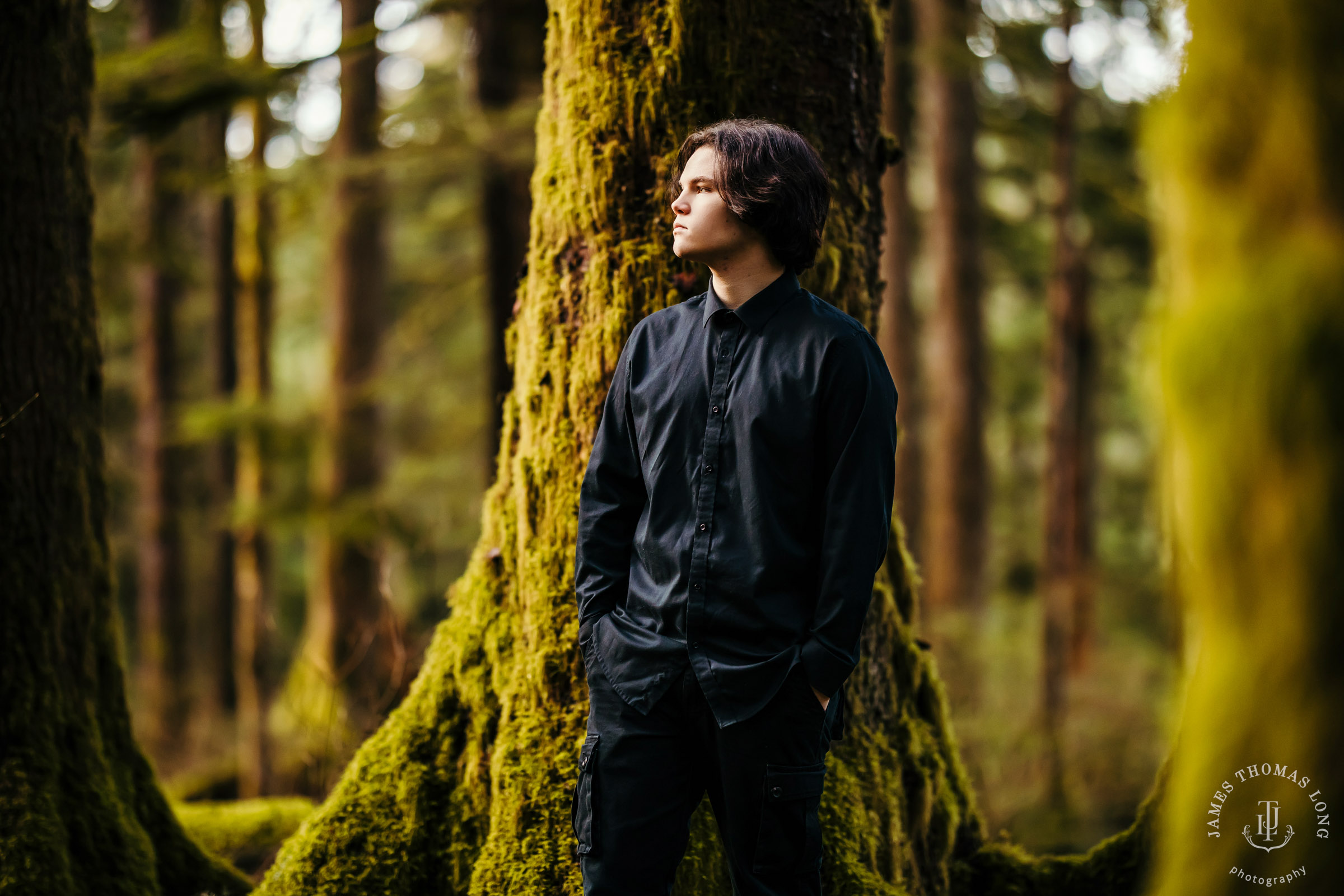 Pacific Northwest senior portrait session in the forest by Seattle senior portrait photographer James Thomas Long Photography