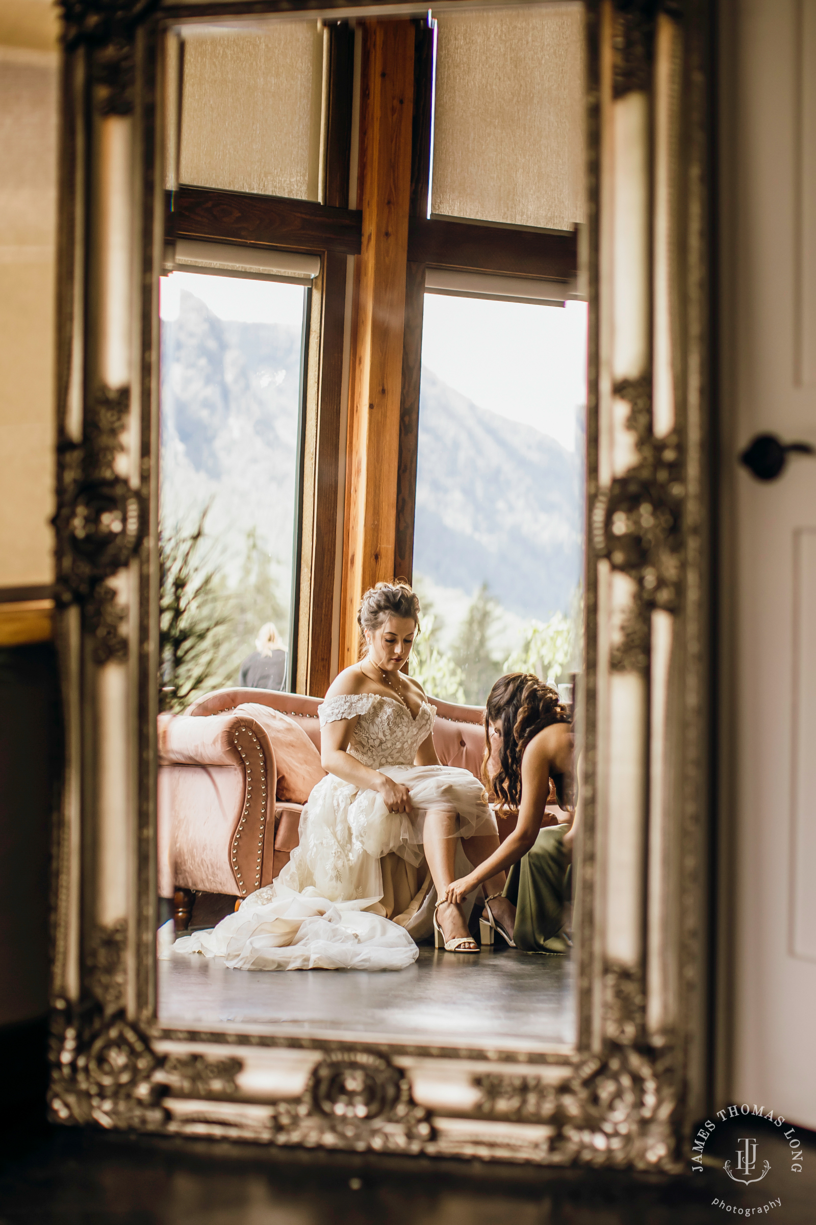Bride getting ready for her wedding by Seattle wedding photographer James Thomas Long Photography