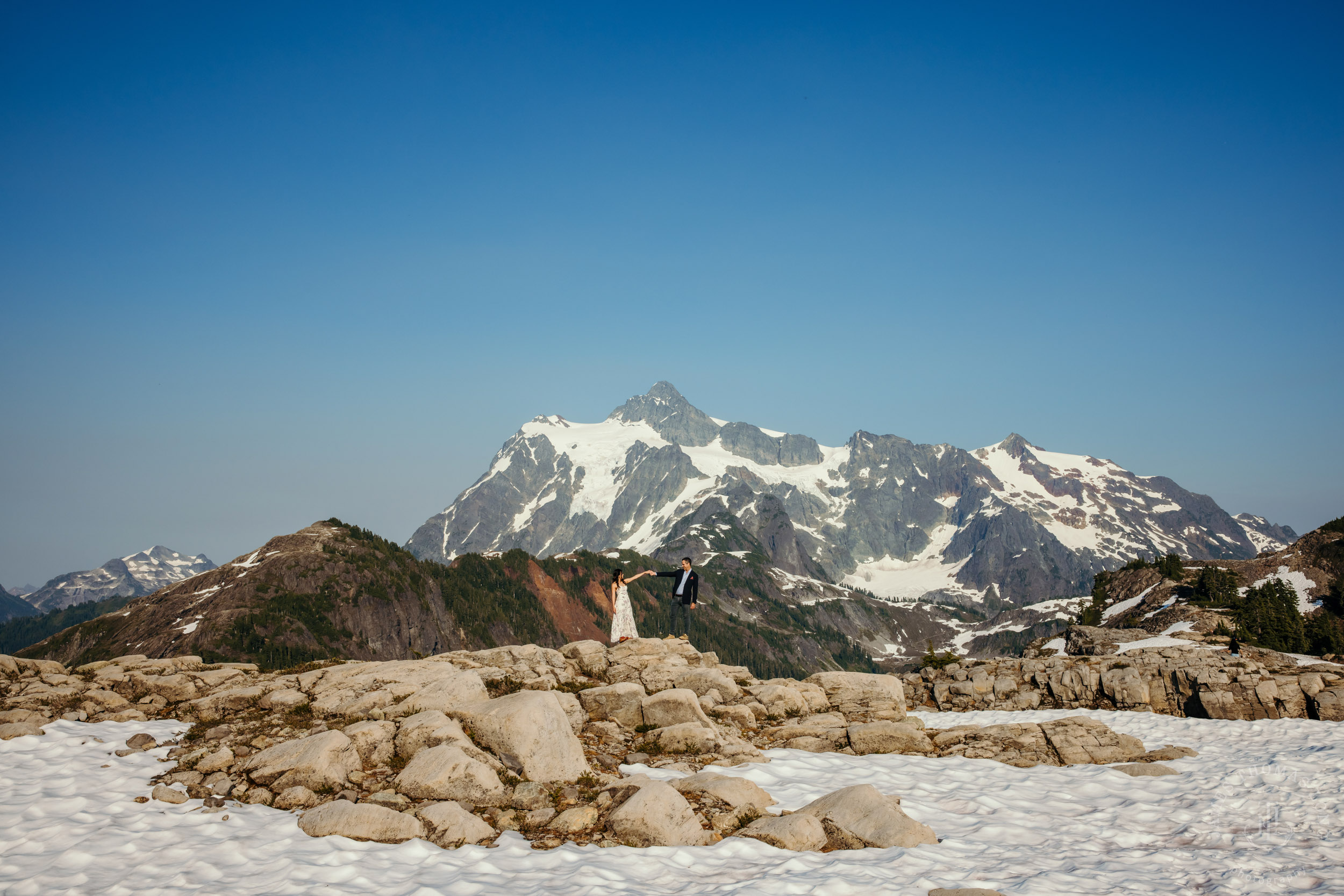 Mt Baker North Cascades adventure engagement by Seattle adventure elopement photographer James Thomas Long Photography