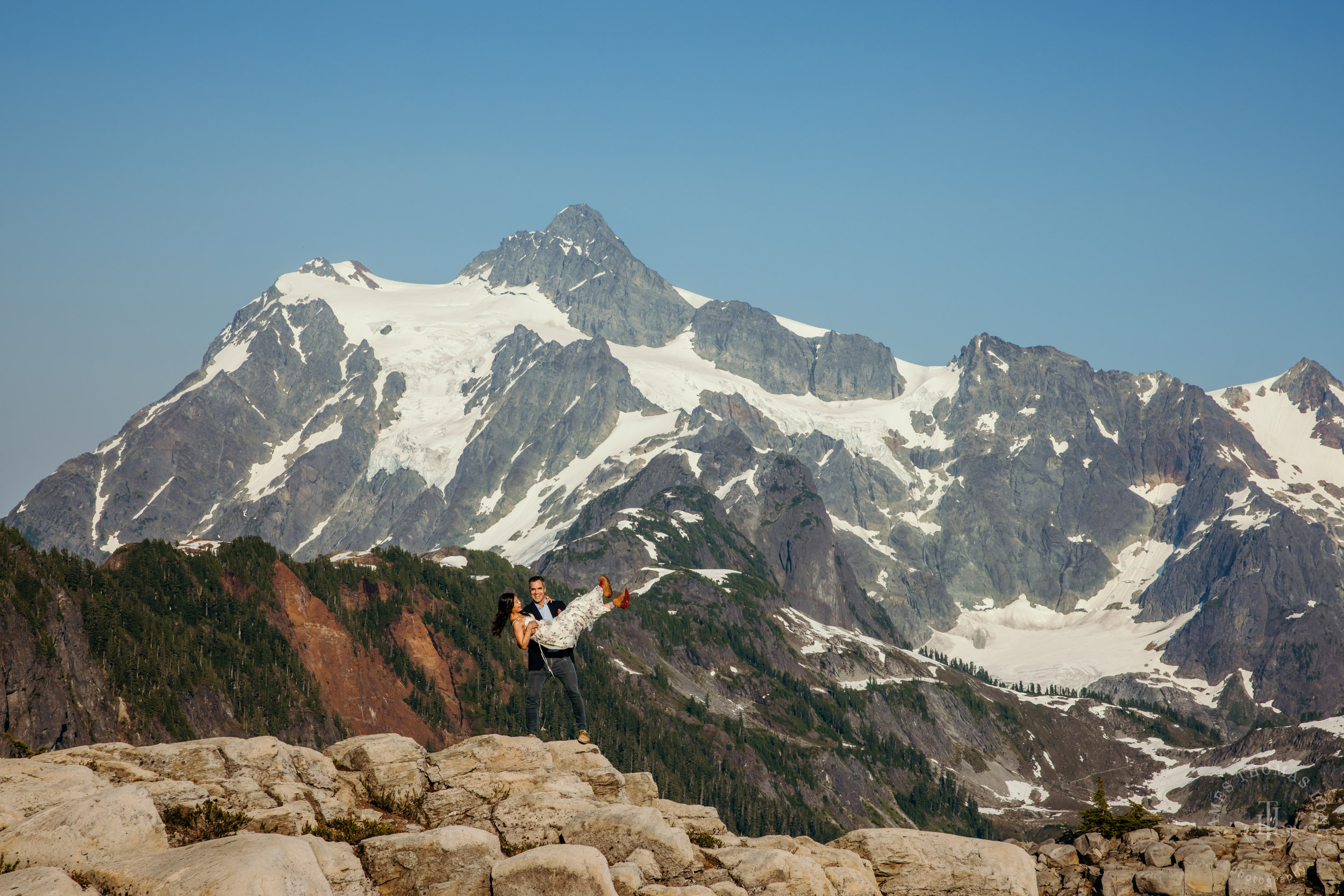 Mt Baker North Cascades adventure engagement by Seattle adventure elopement photographer James Thomas Long Photography