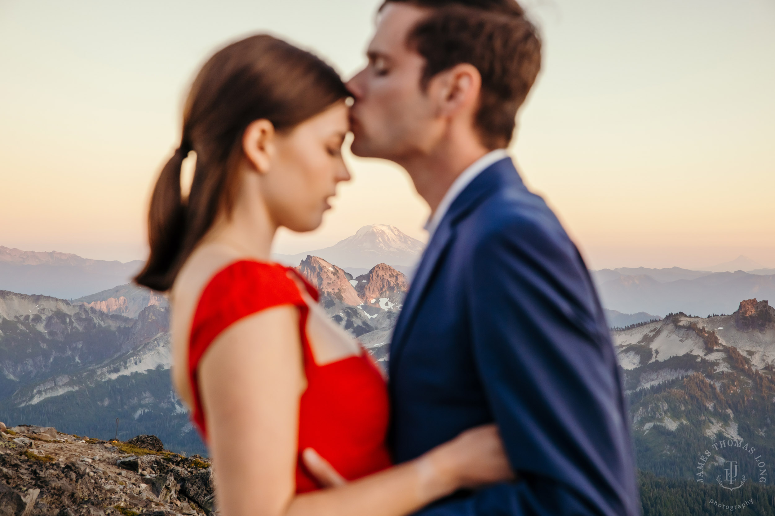 Mount Rainier adventure engagement session by Seattle adventure elopement photographer James Thomas Long Photography