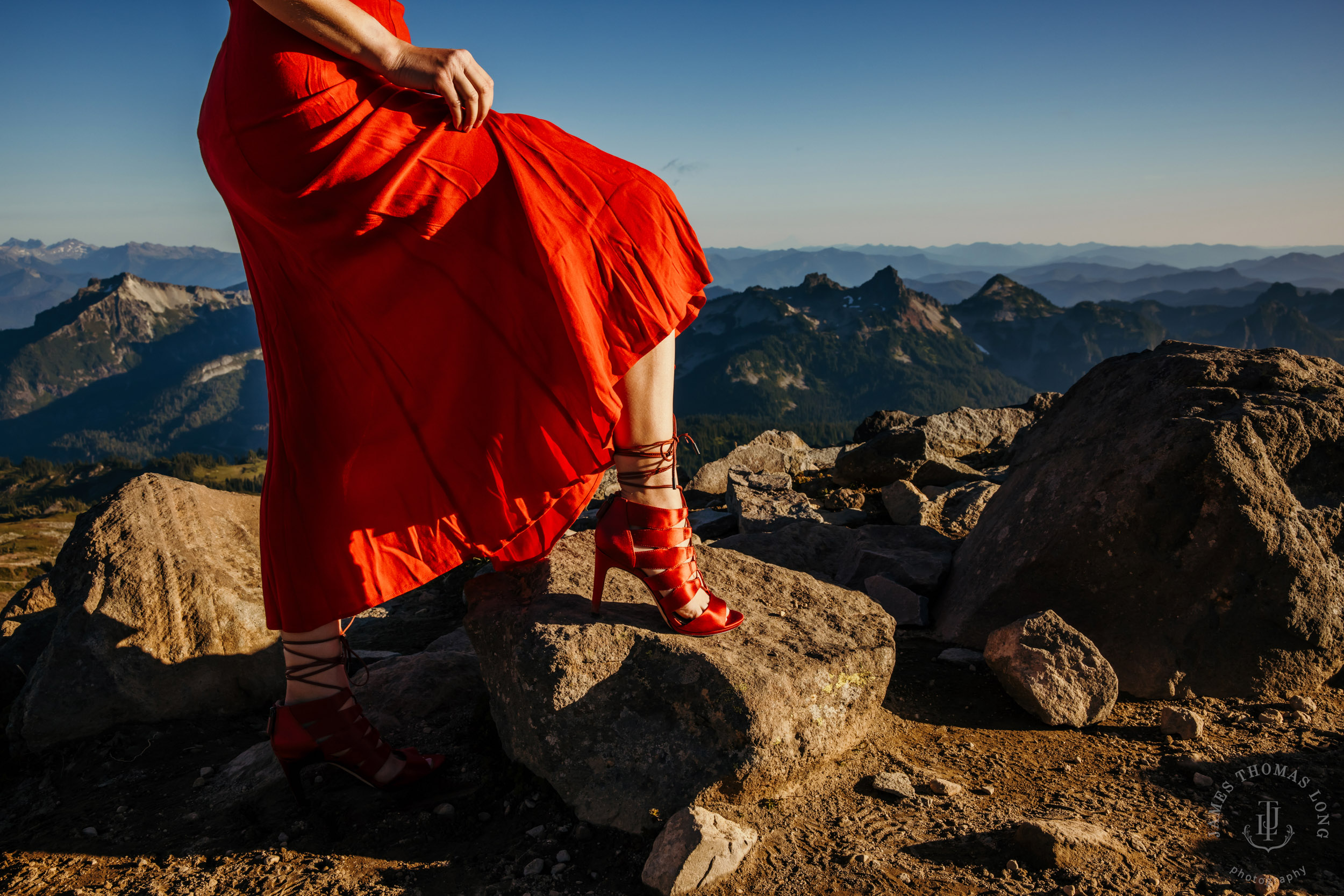 Mount Rainier adventure engagement session by Seattle adventure elopement photographer James Thomas Long Photography