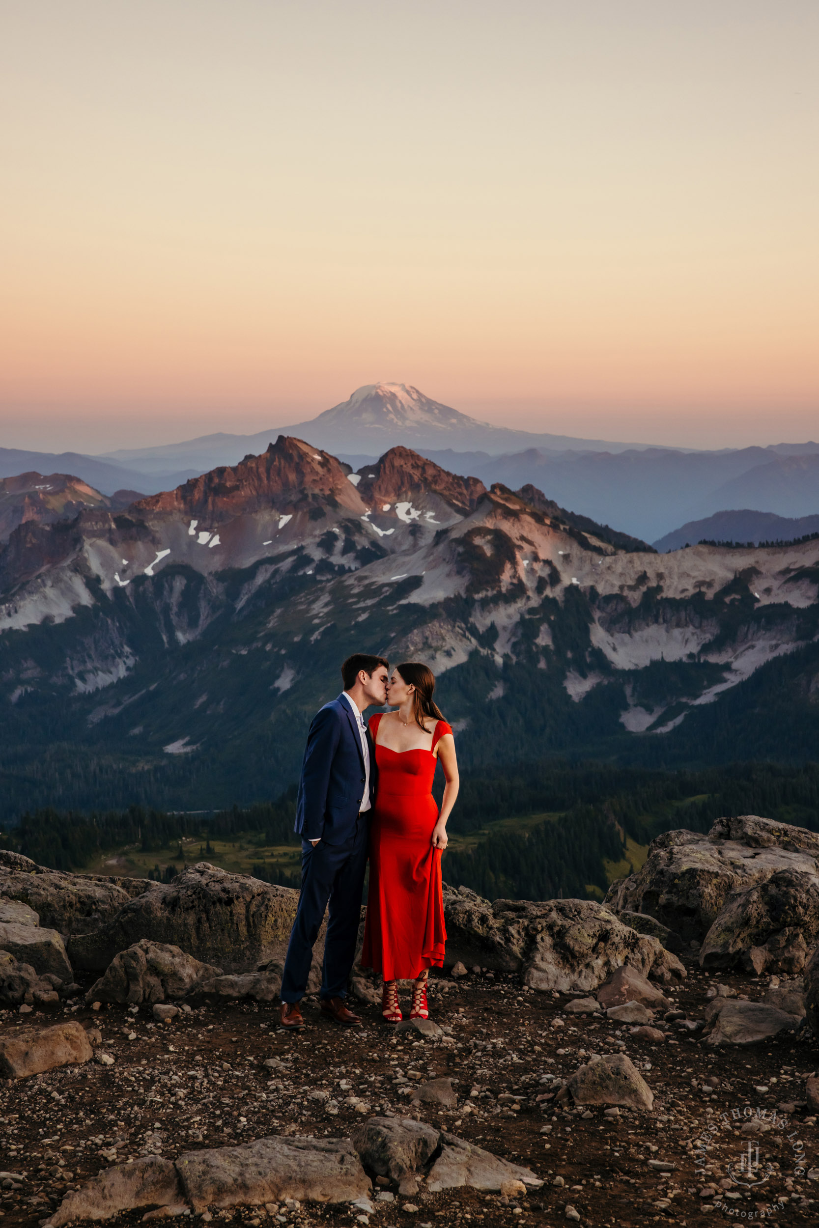 Mount Rainier adventure engagement session by Seattle adventure elopement photographer James Thomas Long Photography