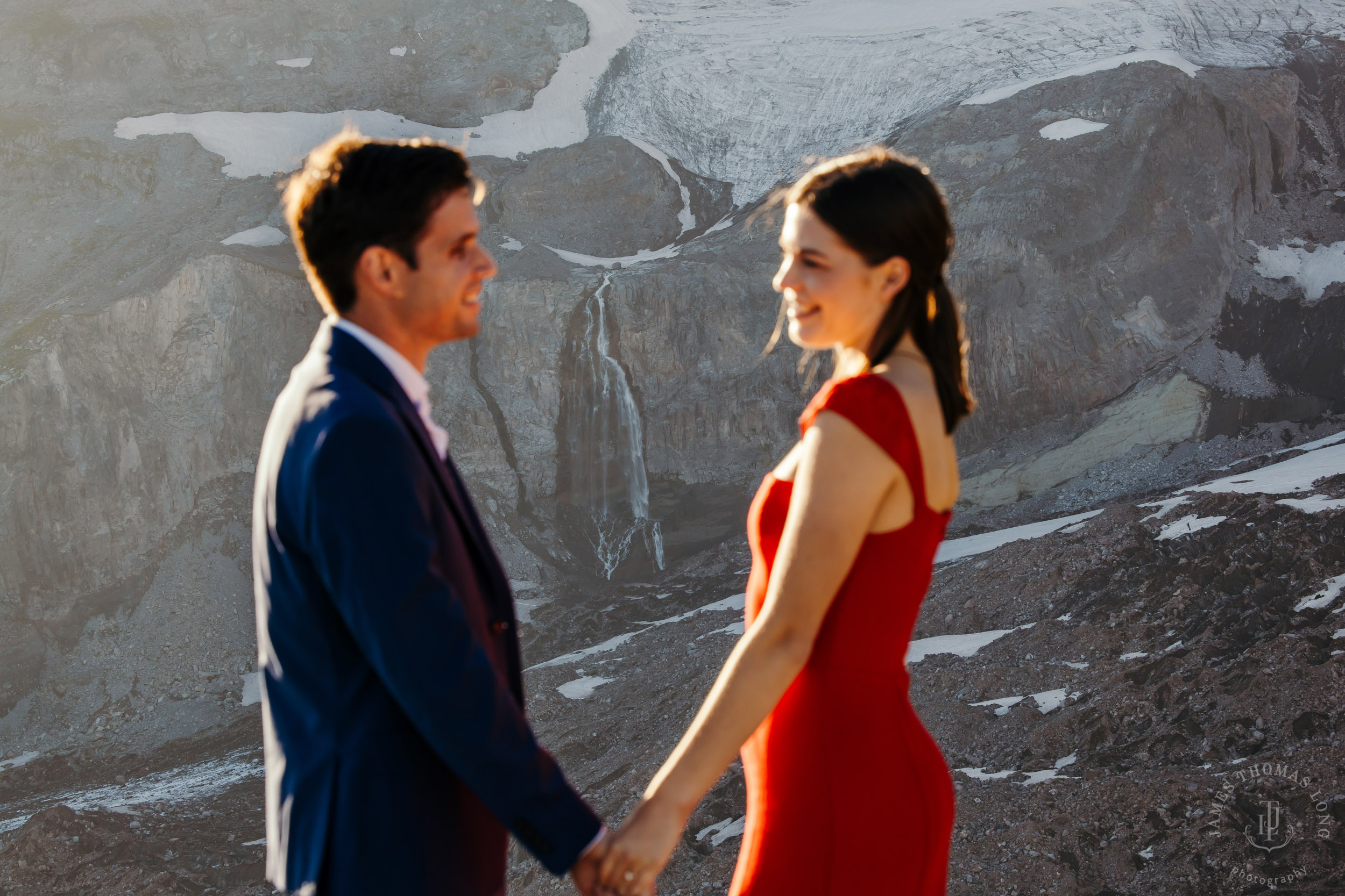 Mount Rainier adventure engagement session by Seattle adventure elopement photographer James Thomas Long Photography