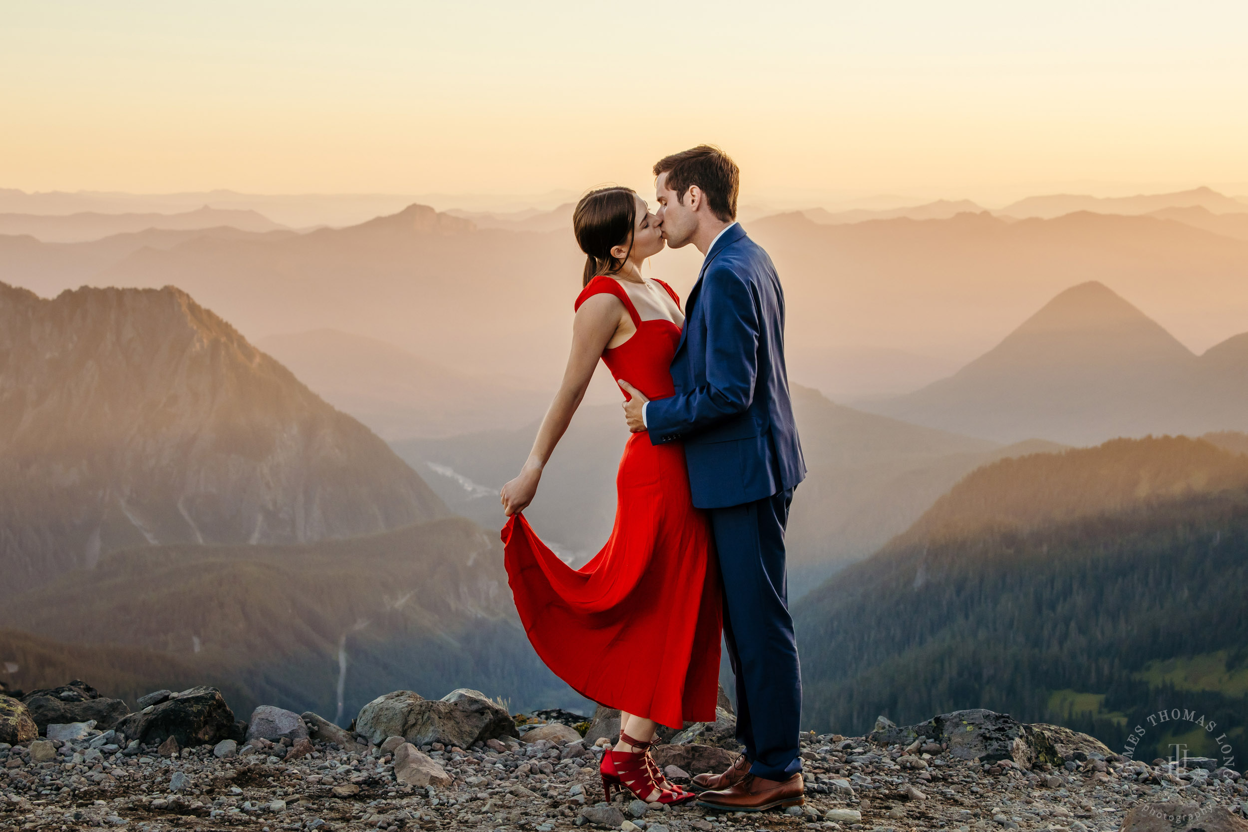 Mount Rainier adventure engagement session by Seattle adventure elopement photographer James Thomas Long Photography