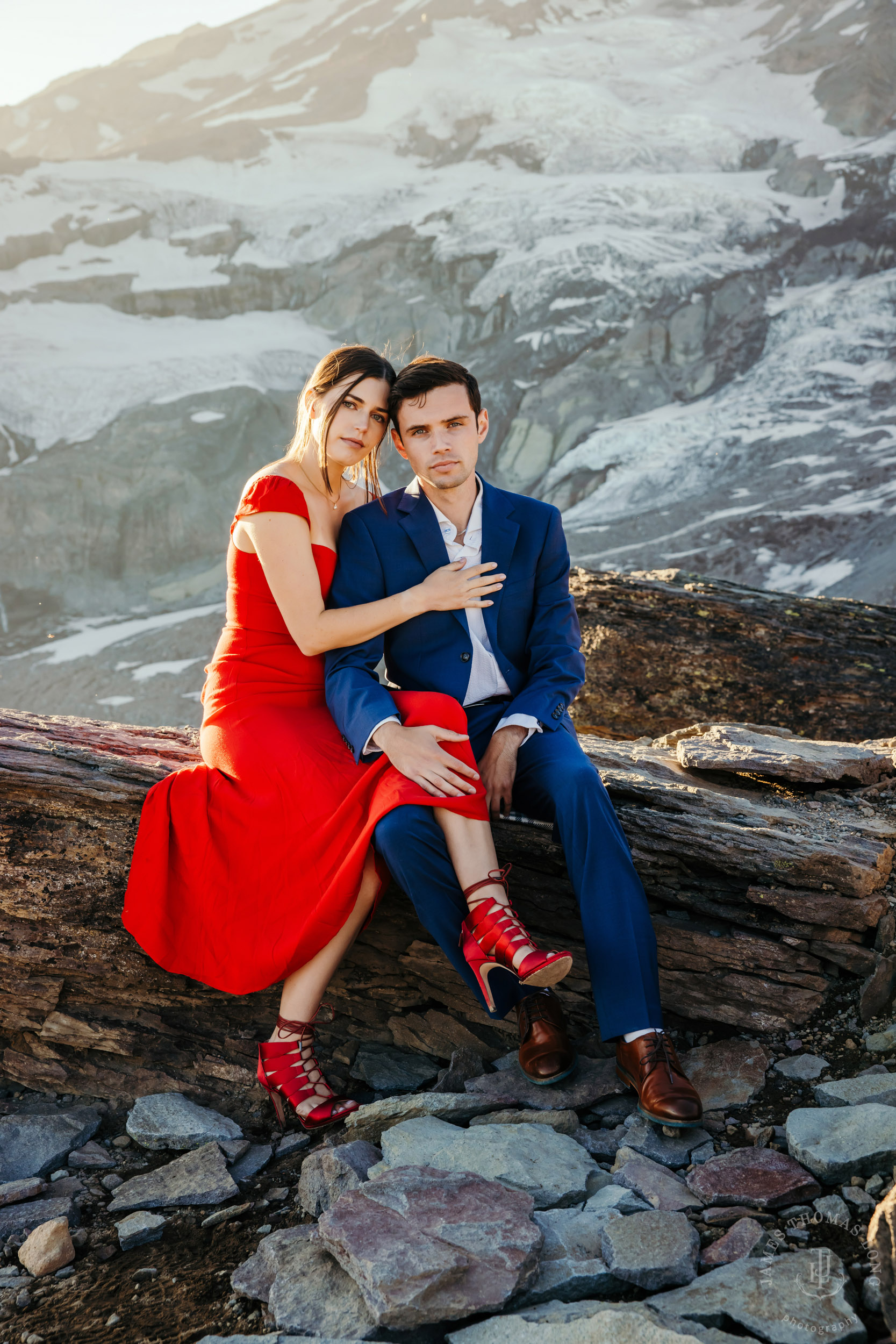 Mount Rainier adventure engagement session by Seattle adventure elopement photographer James Thomas Long Photography