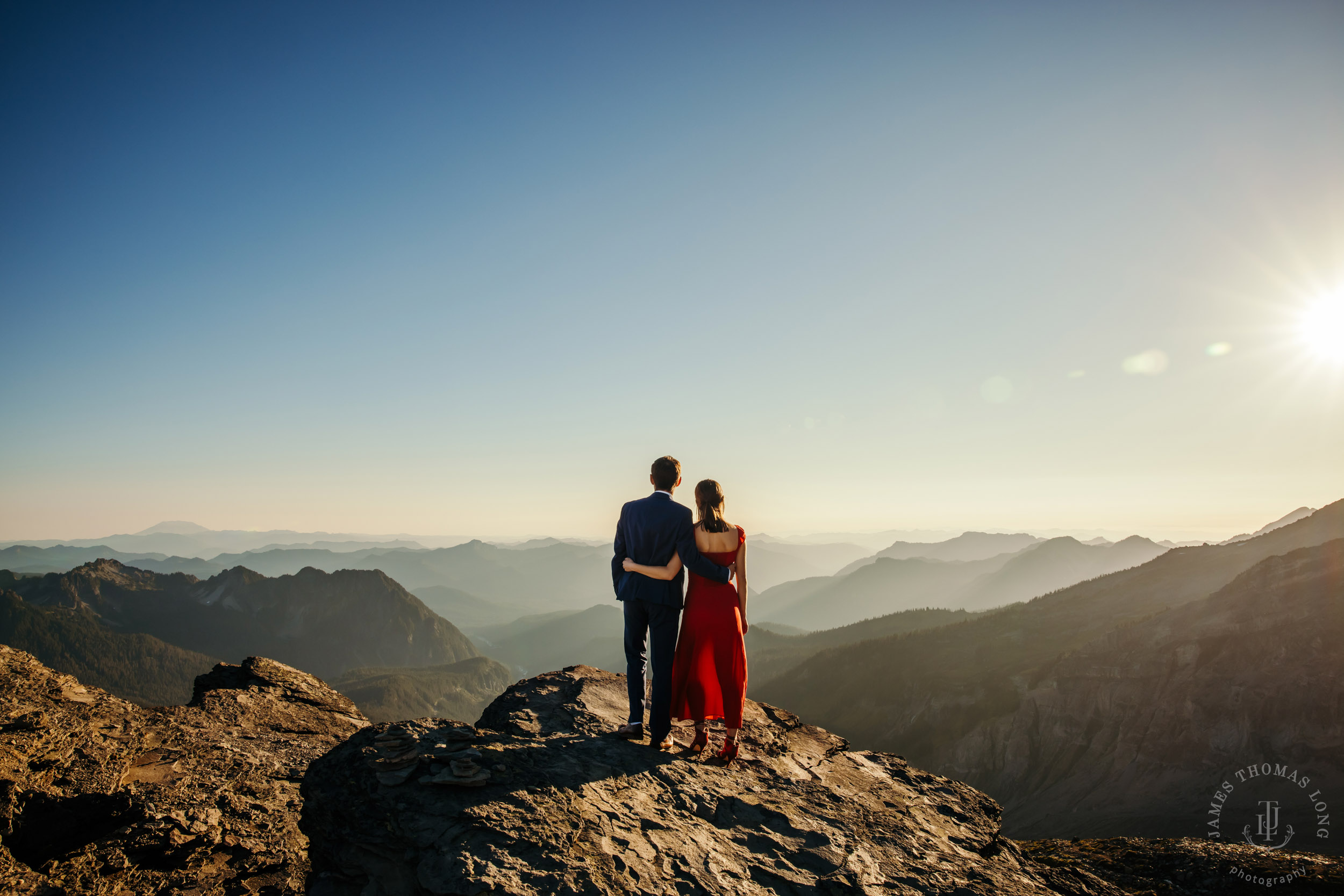 Mount Rainier adventure engagement session by Seattle adventure elopement photographer James Thomas Long Photography