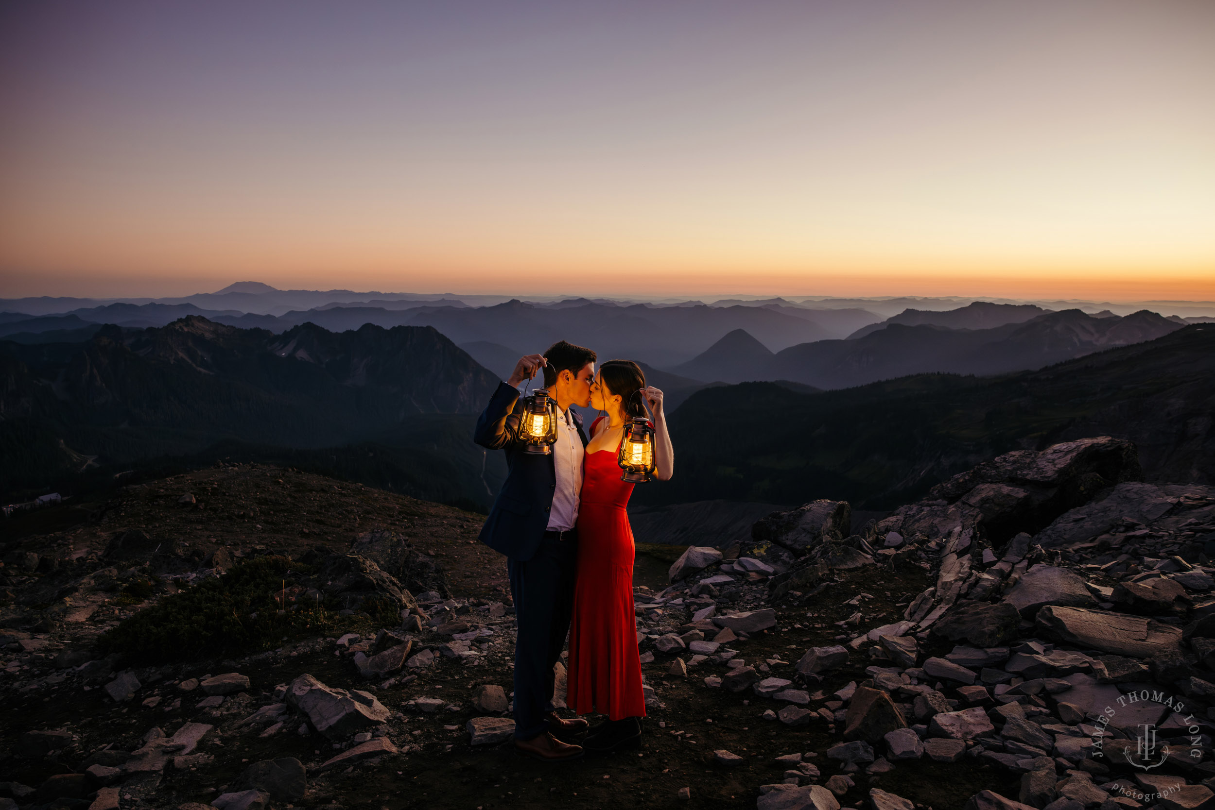 Mount Rainier adventure engagement session by Seattle adventure elopement photographer James Thomas Long Photography