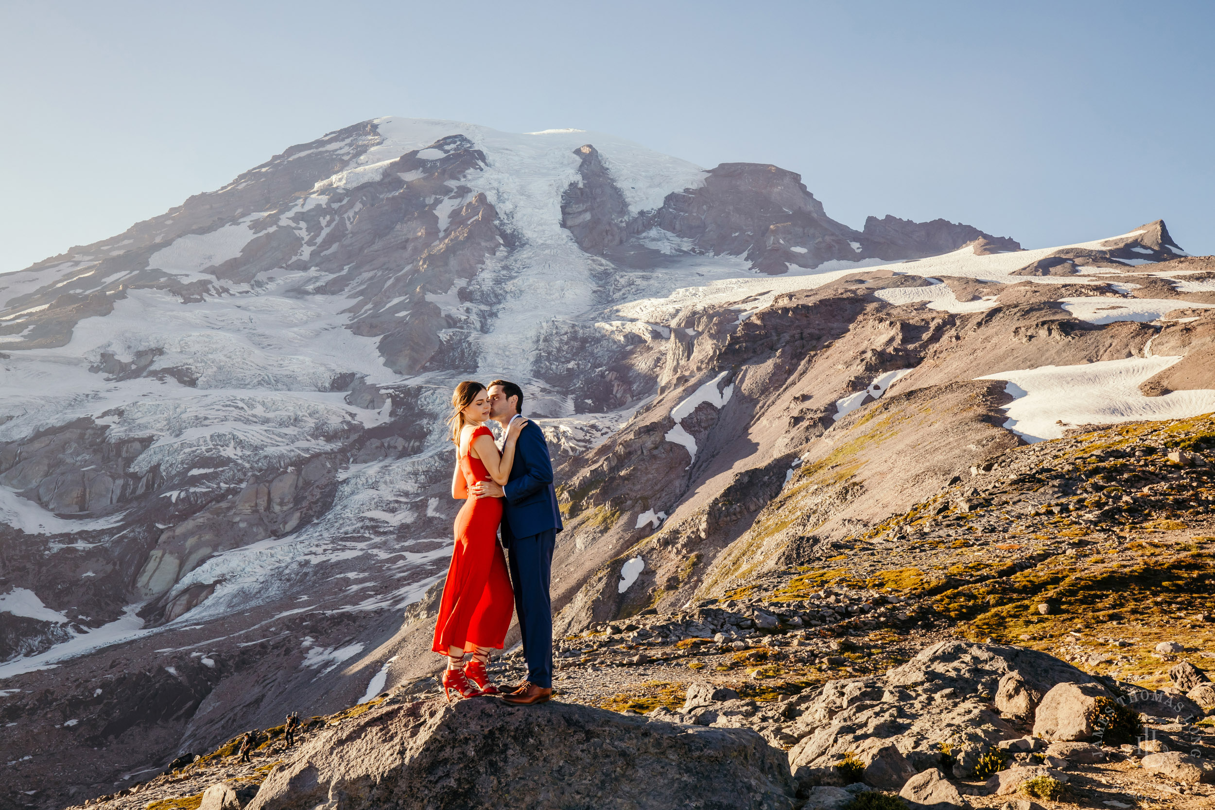 Mount Rainier adventure engagement session by Seattle adventure elopement photographer James Thomas Long Photography