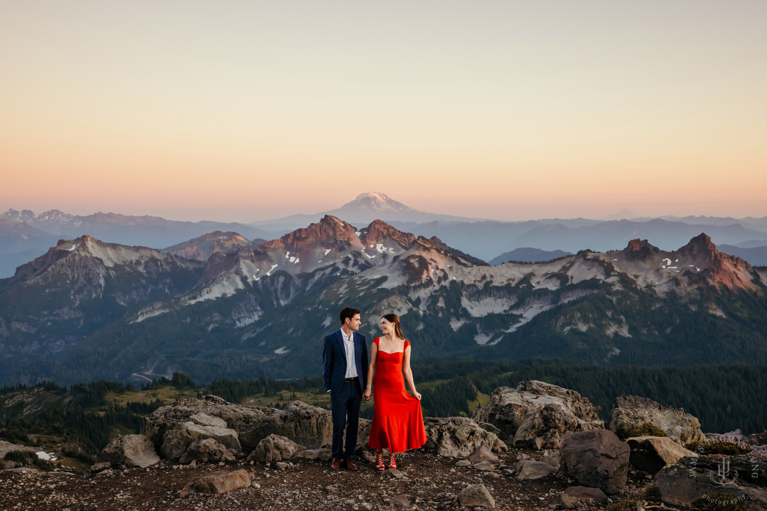 Mount Rainier adventure engagement session by Seattle adventure elopement photographer James Thomas Long Photography