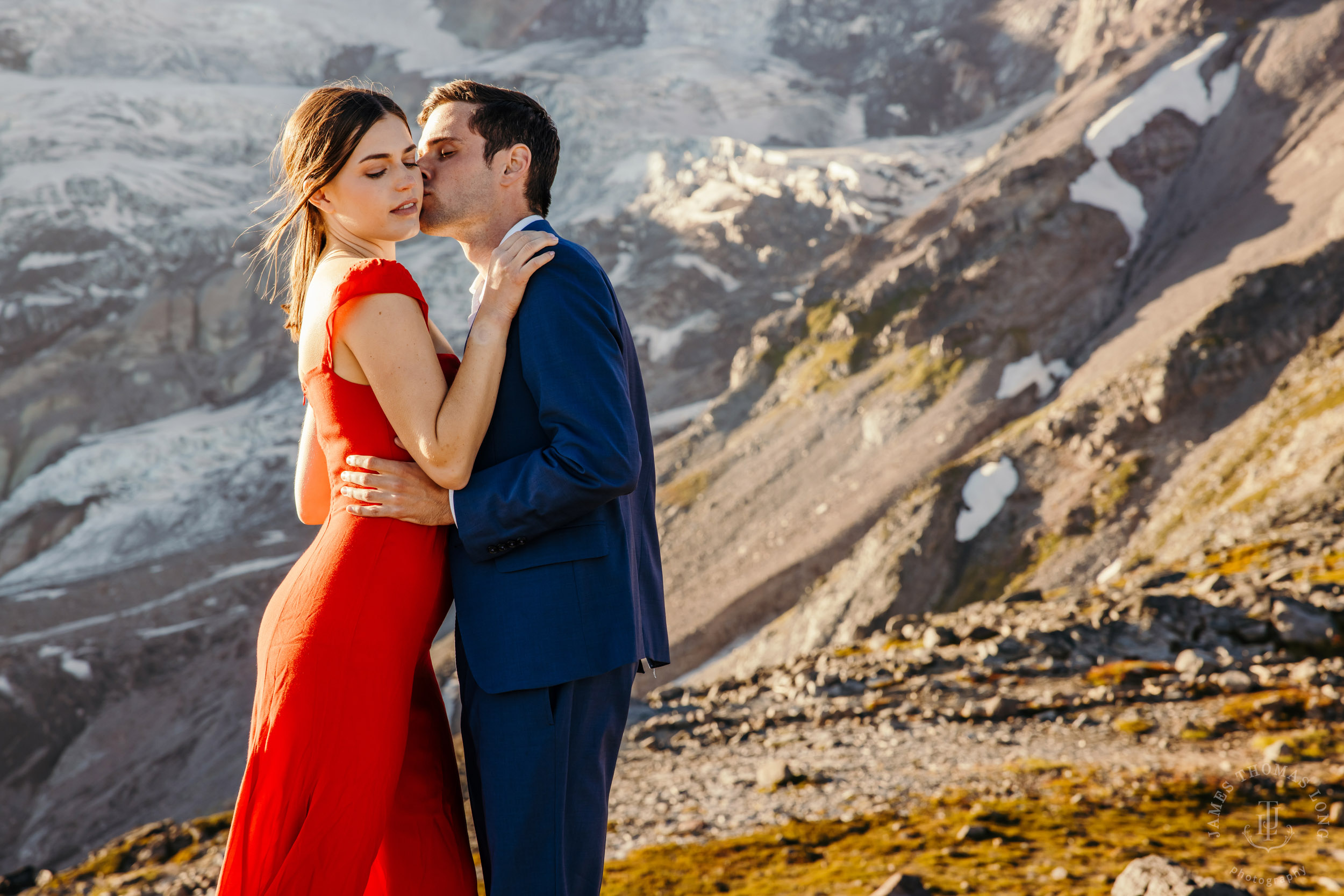 Mount Rainier adventure engagement session by Seattle adventure elopement photographer James Thomas Long Photography