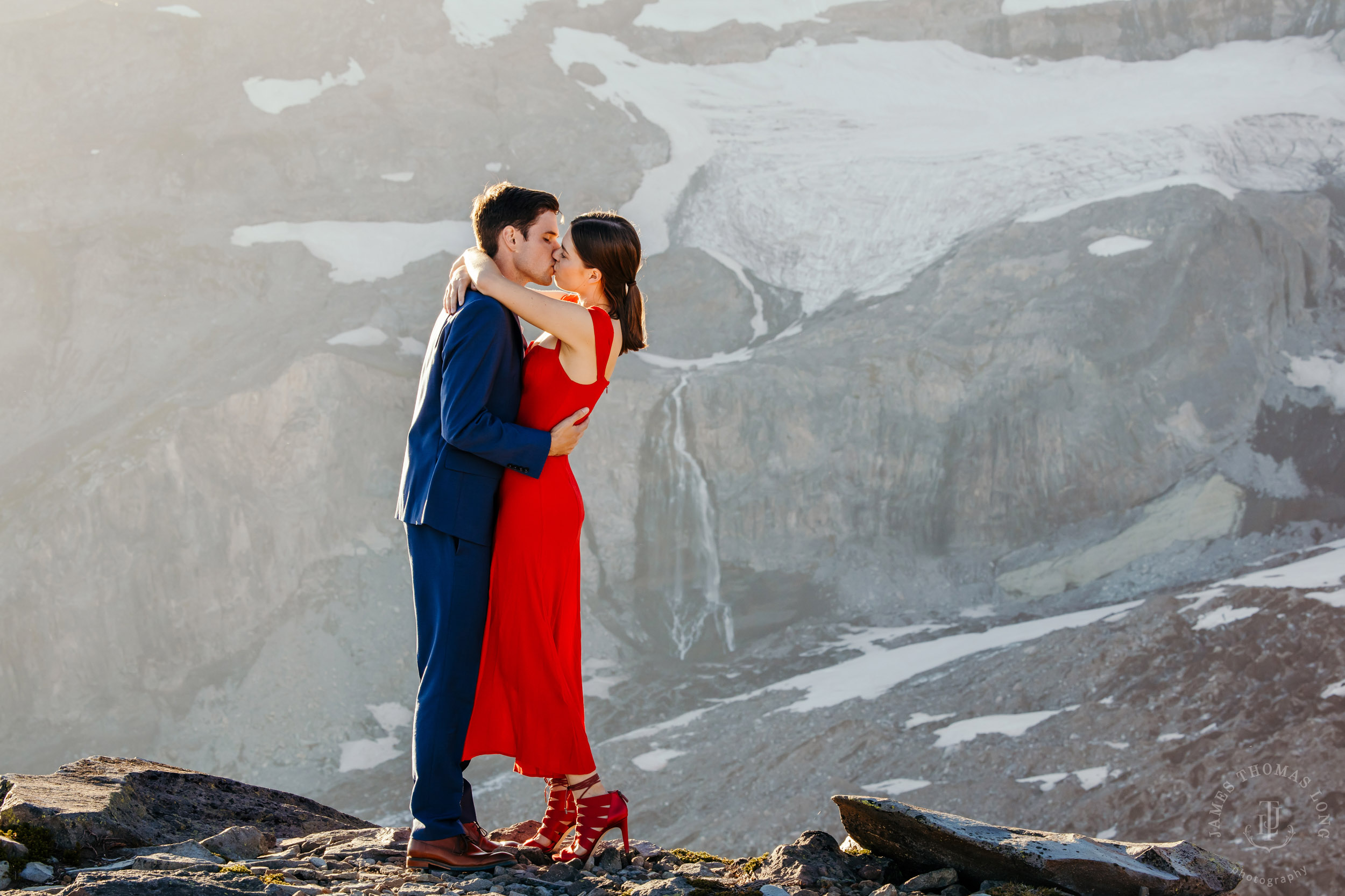 Mount Rainier adventure engagement session by Seattle adventure elopement photographer James Thomas Long Photography