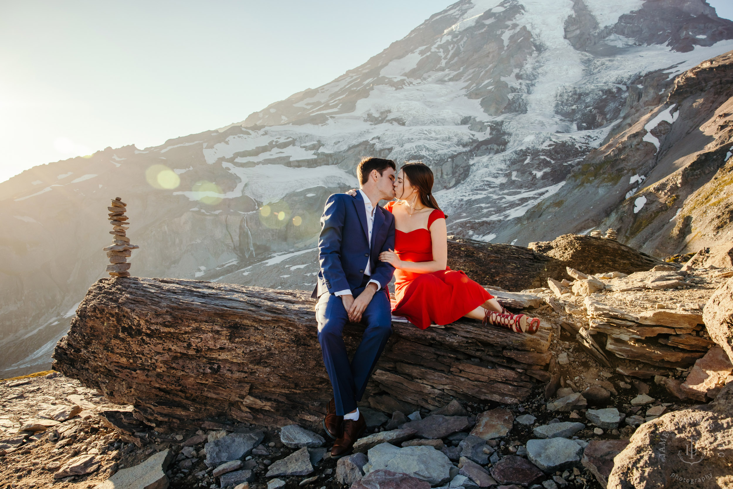 Mount Rainier adventure engagement session by Seattle adventure elopement photographer James Thomas Long Photography