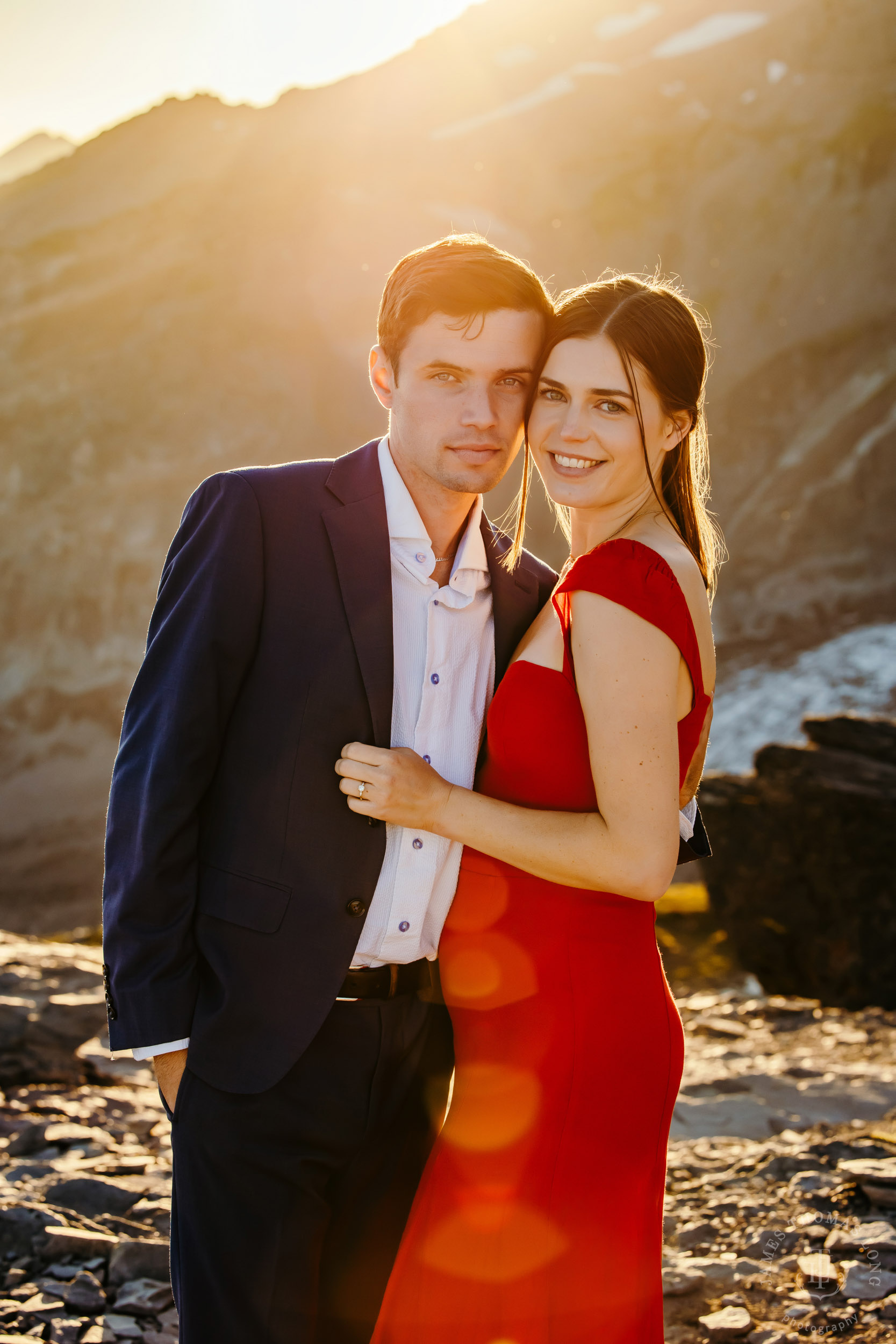 Mount Rainier adventure engagement session by Seattle adventure elopement photographer James Thomas Long Photography