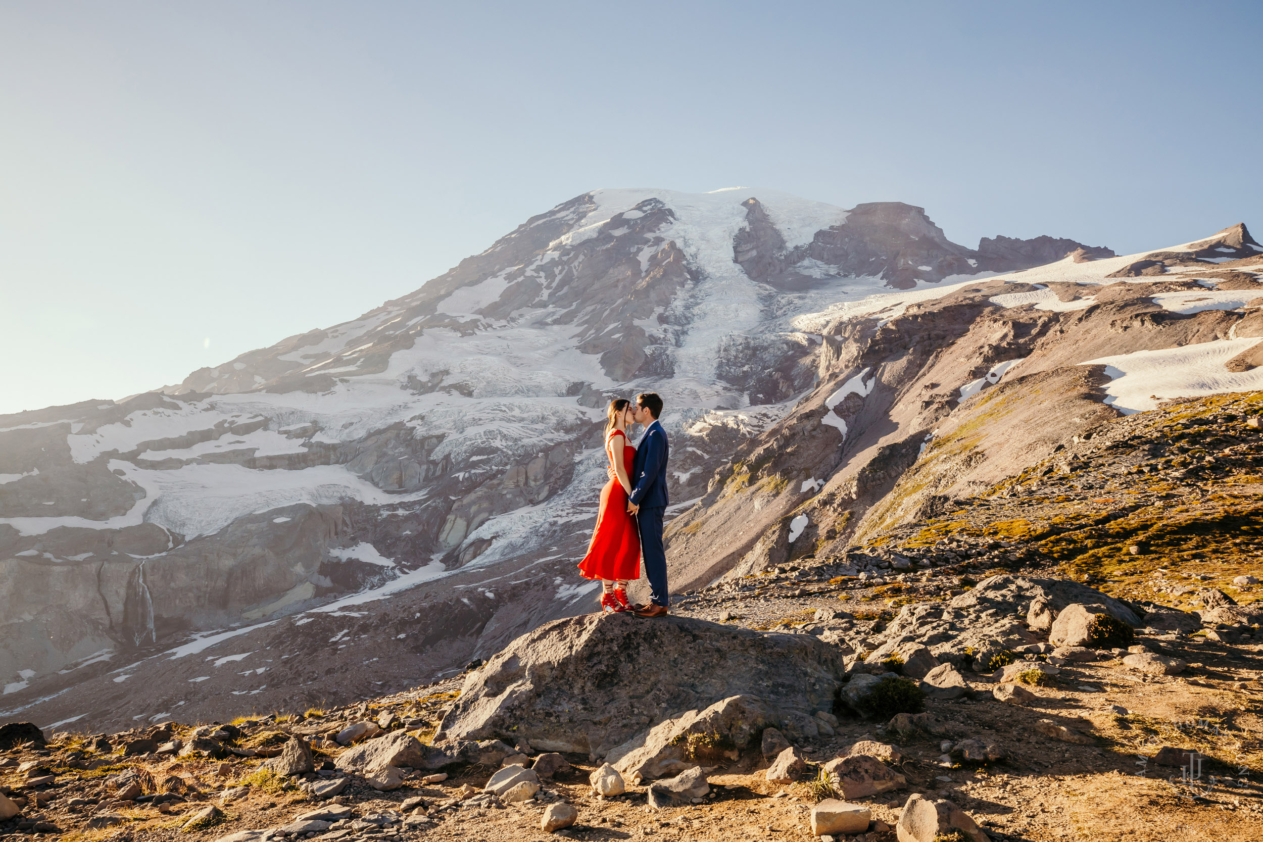 Mount Rainier adventure engagement session by Seattle adventure elopement photographer James Thomas Long Photography