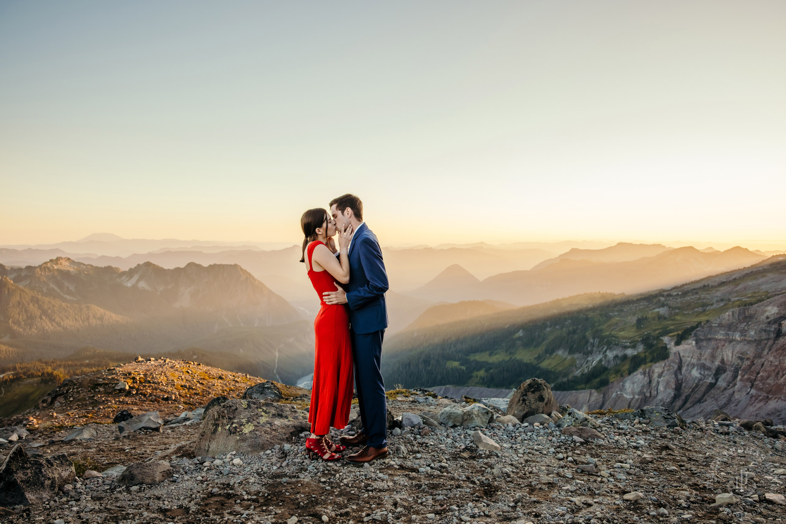 Mount Rainier adventure engagement session by Seattle adventure elopement photographer James Thomas Long Photography