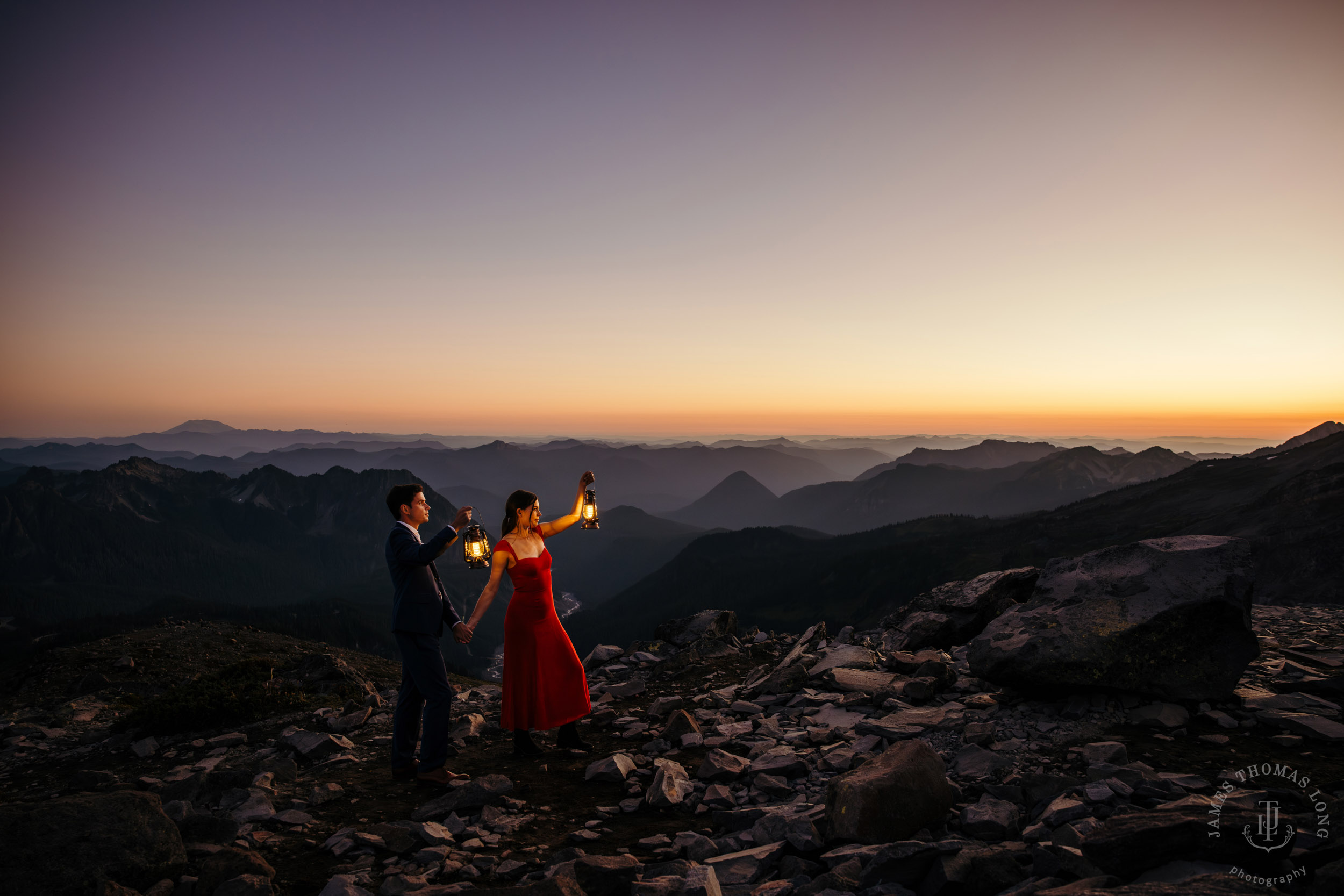 Mount Rainier adventure engagement session by Seattle adventure elopement photographer James Thomas Long Photography