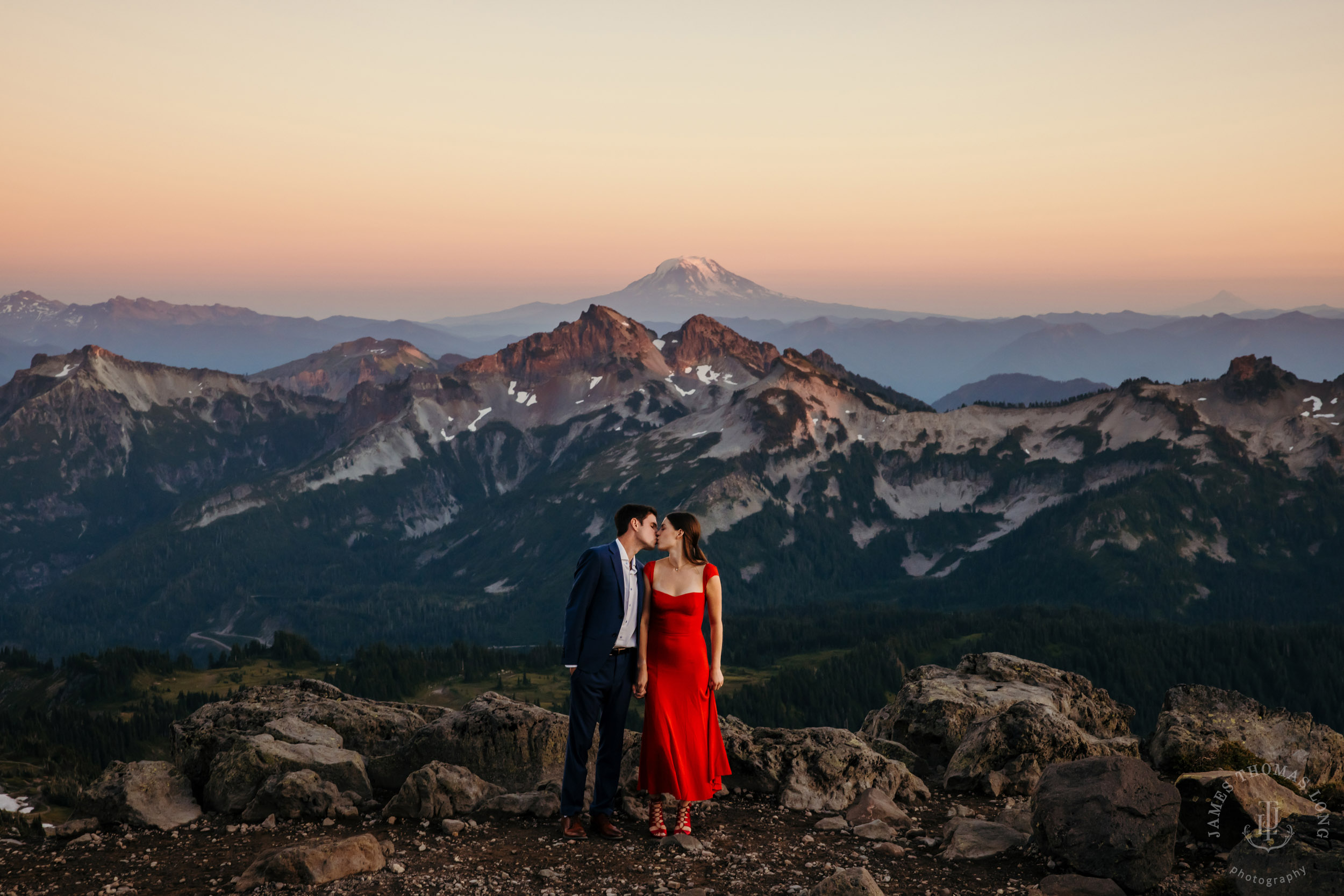 Mount Rainier adventure engagement session by Seattle adventure elopement photographer James Thomas Long Photography