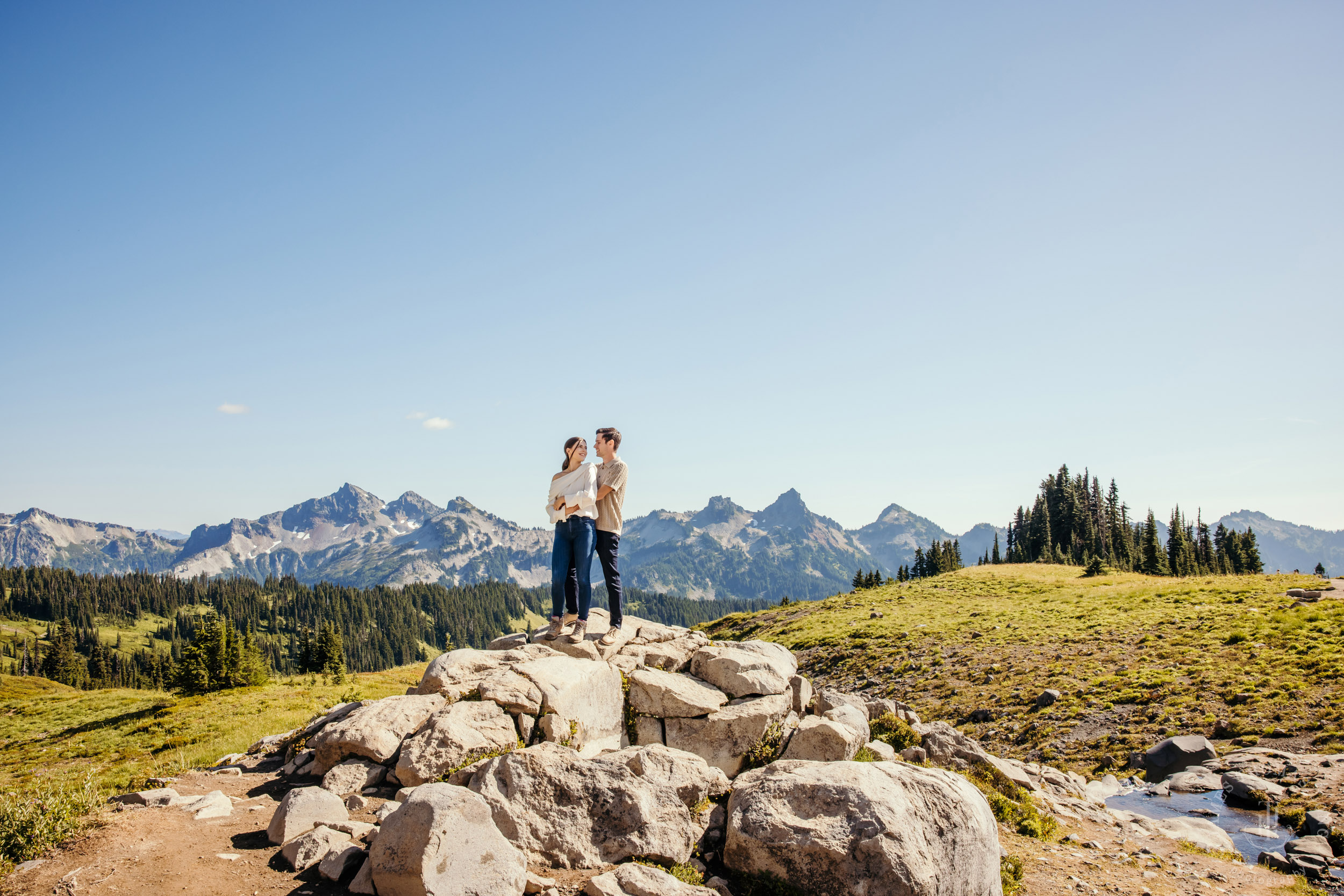 Mount Rainier adventure engagement session by Seattle adventure elopement photographer James Thomas Long Photography