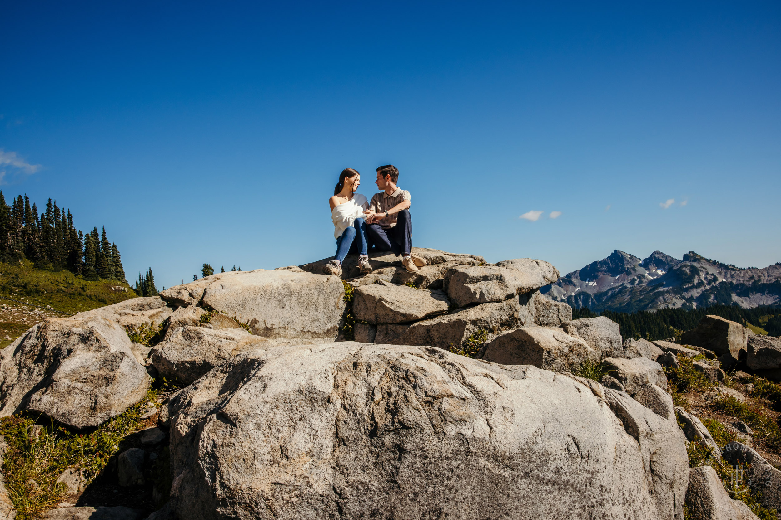 Mount Rainier adventure engagement session by Seattle adventure elopement photographer James Thomas Long Photography