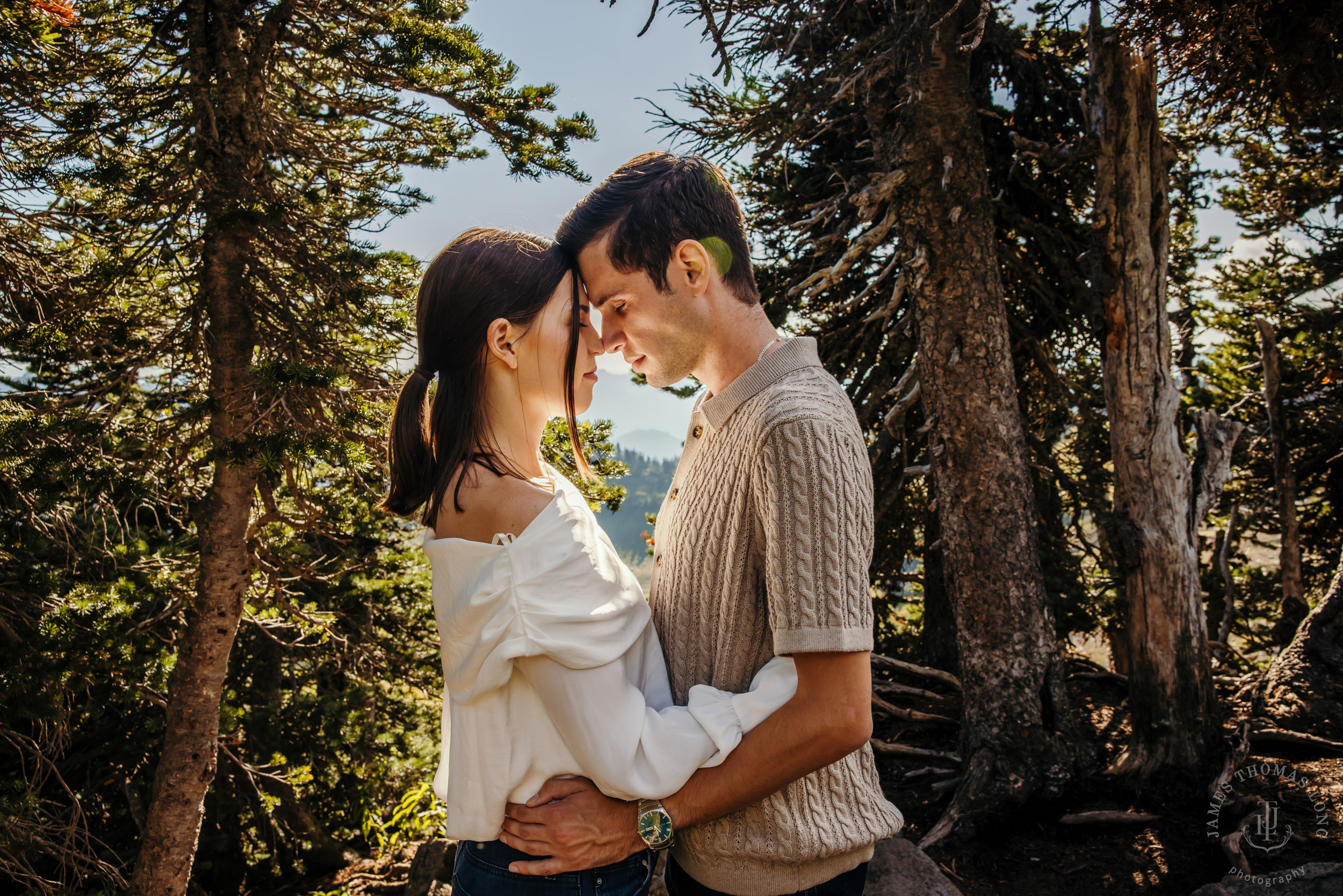 Mount Rainier adventure engagement session by Seattle adventure elopement photographer James Thomas Long Photography