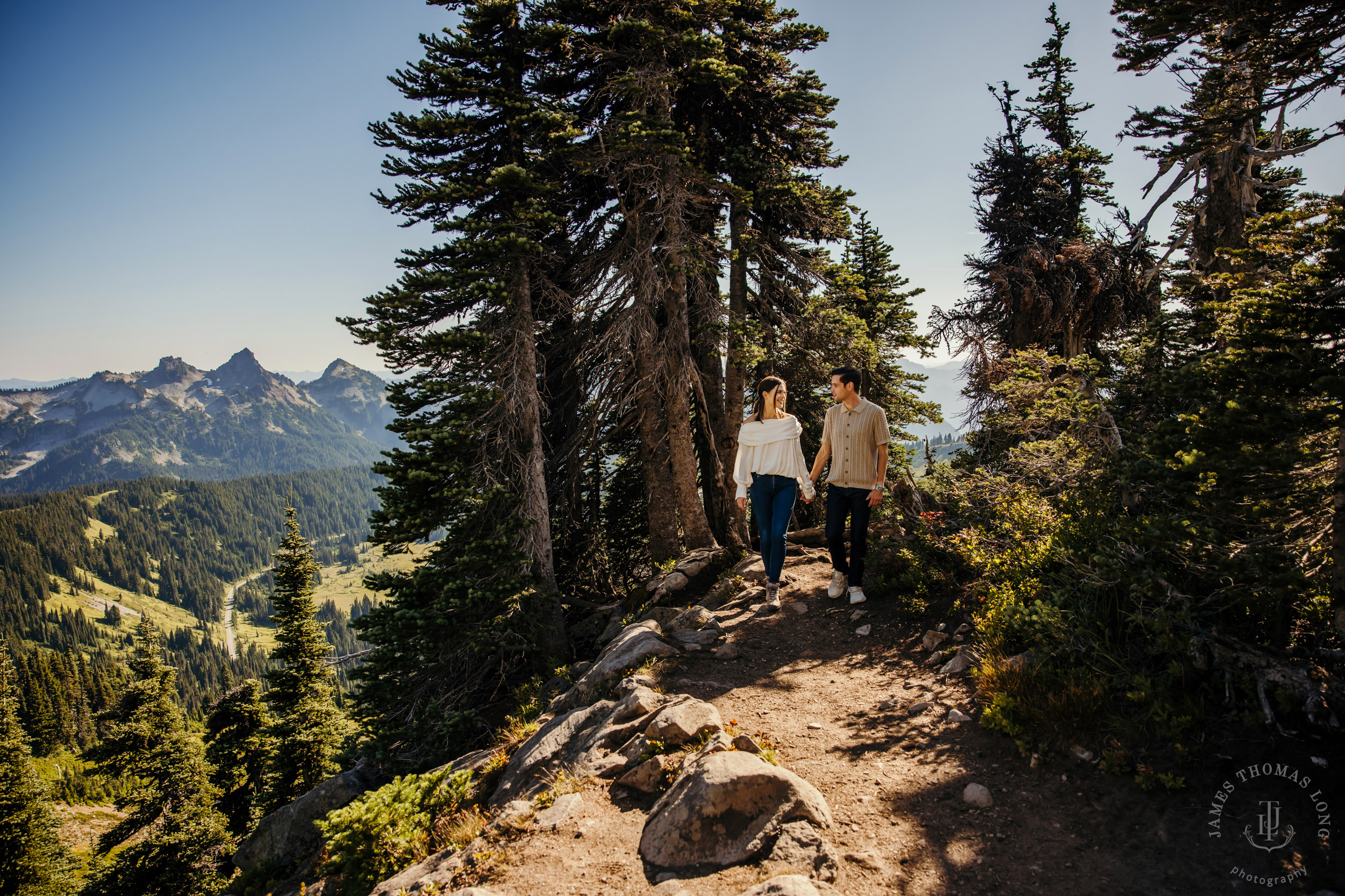 Mount Rainier adventure engagement session by Seattle adventure elopement photographer James Thomas Long Photography