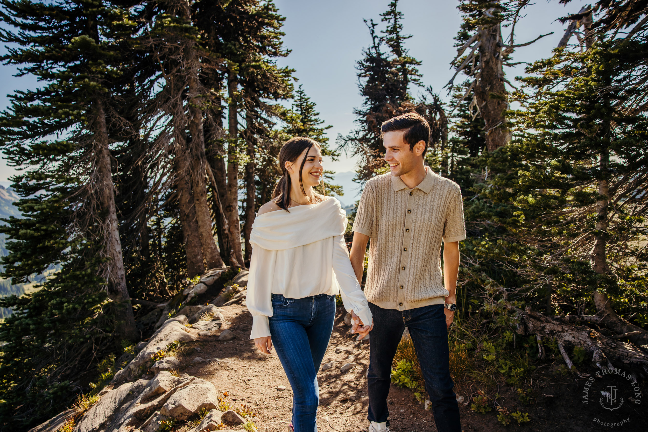 Mount Rainier adventure engagement session by Seattle adventure elopement photographer James Thomas Long Photography