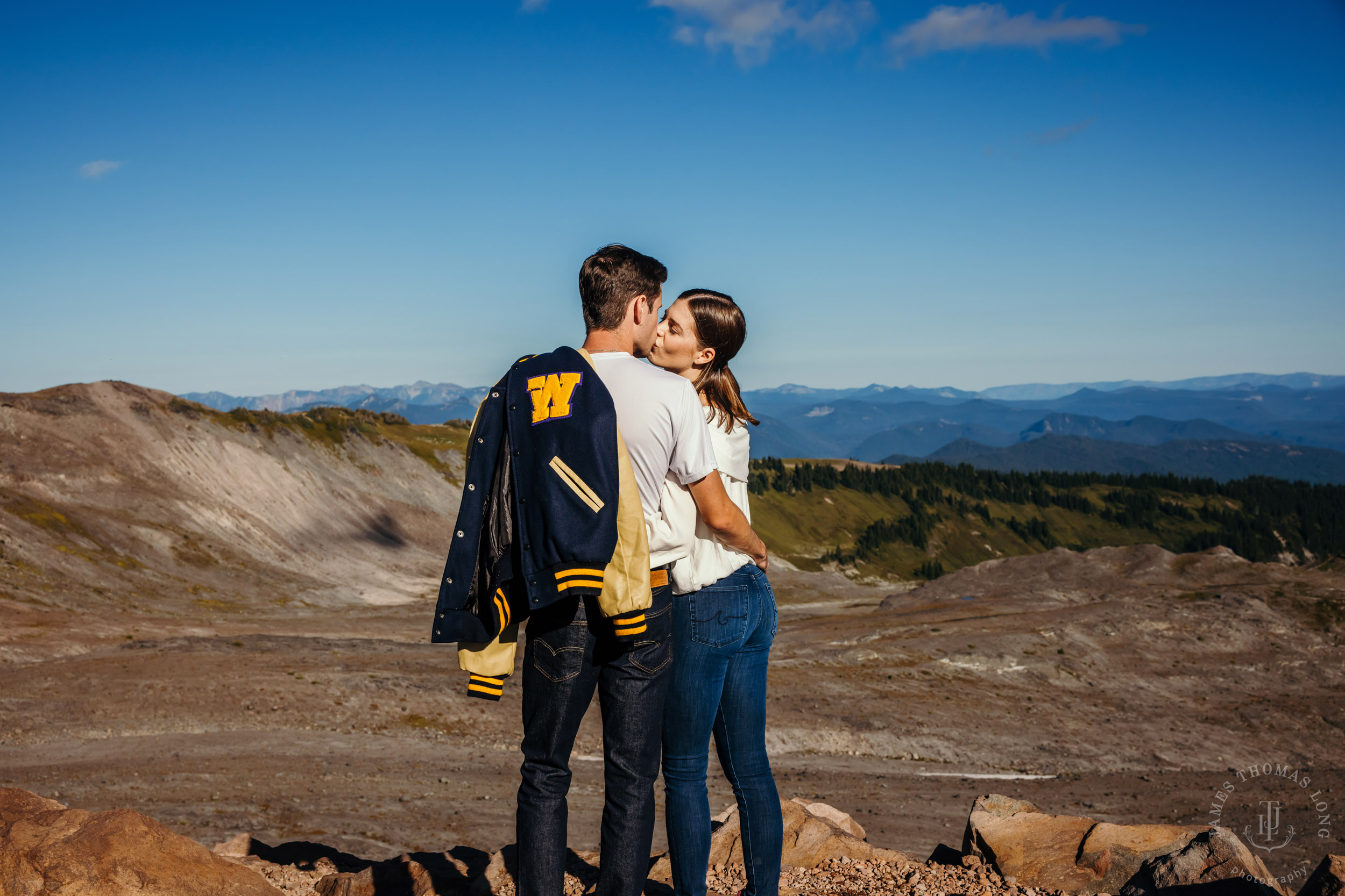 Mount Rainier adventure engagement session by Seattle adventure elopement photographer James Thomas Long Photography