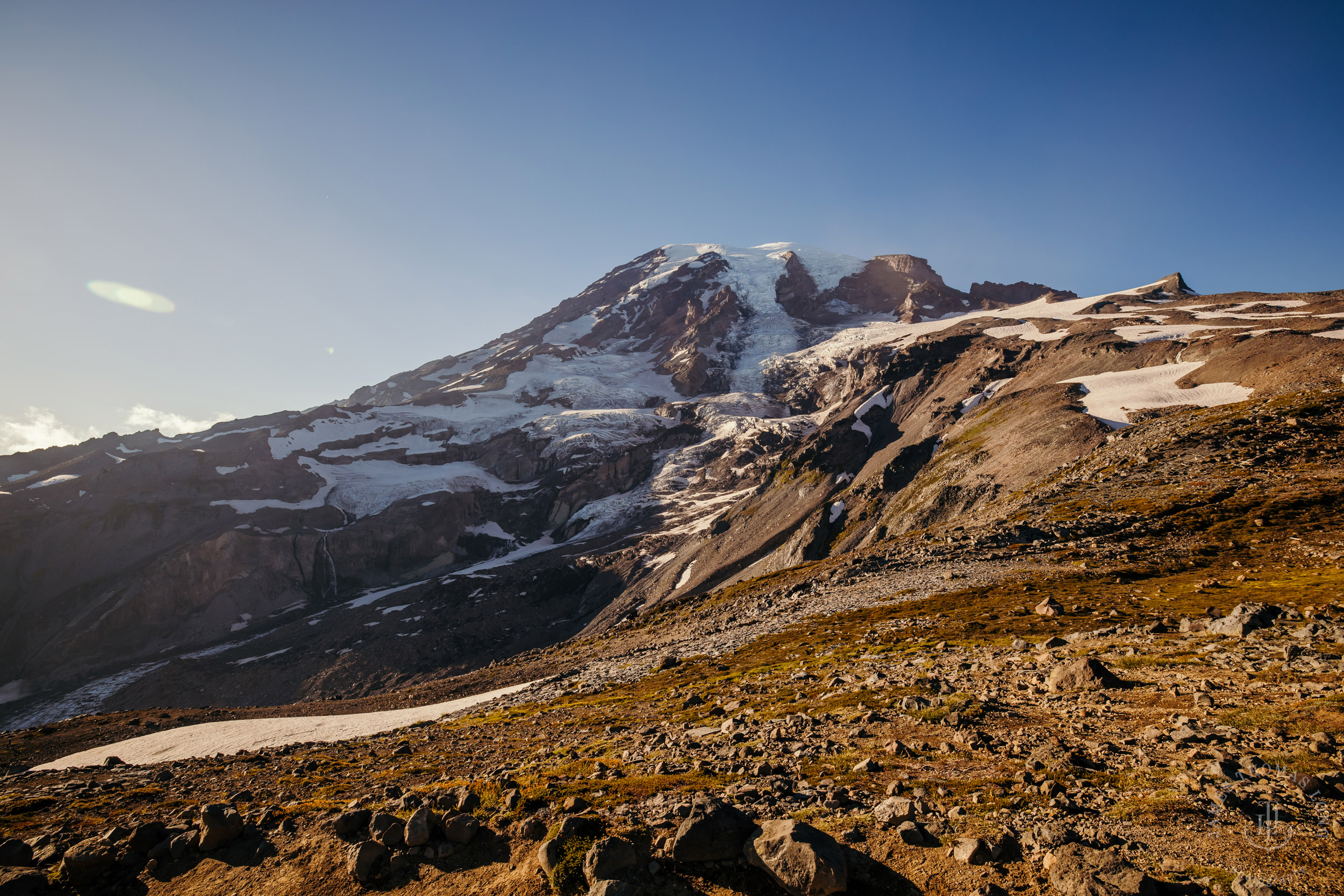 Mount Rainier adventure engagement session by Seattle adventure elopement photographer James Thomas Long Photography