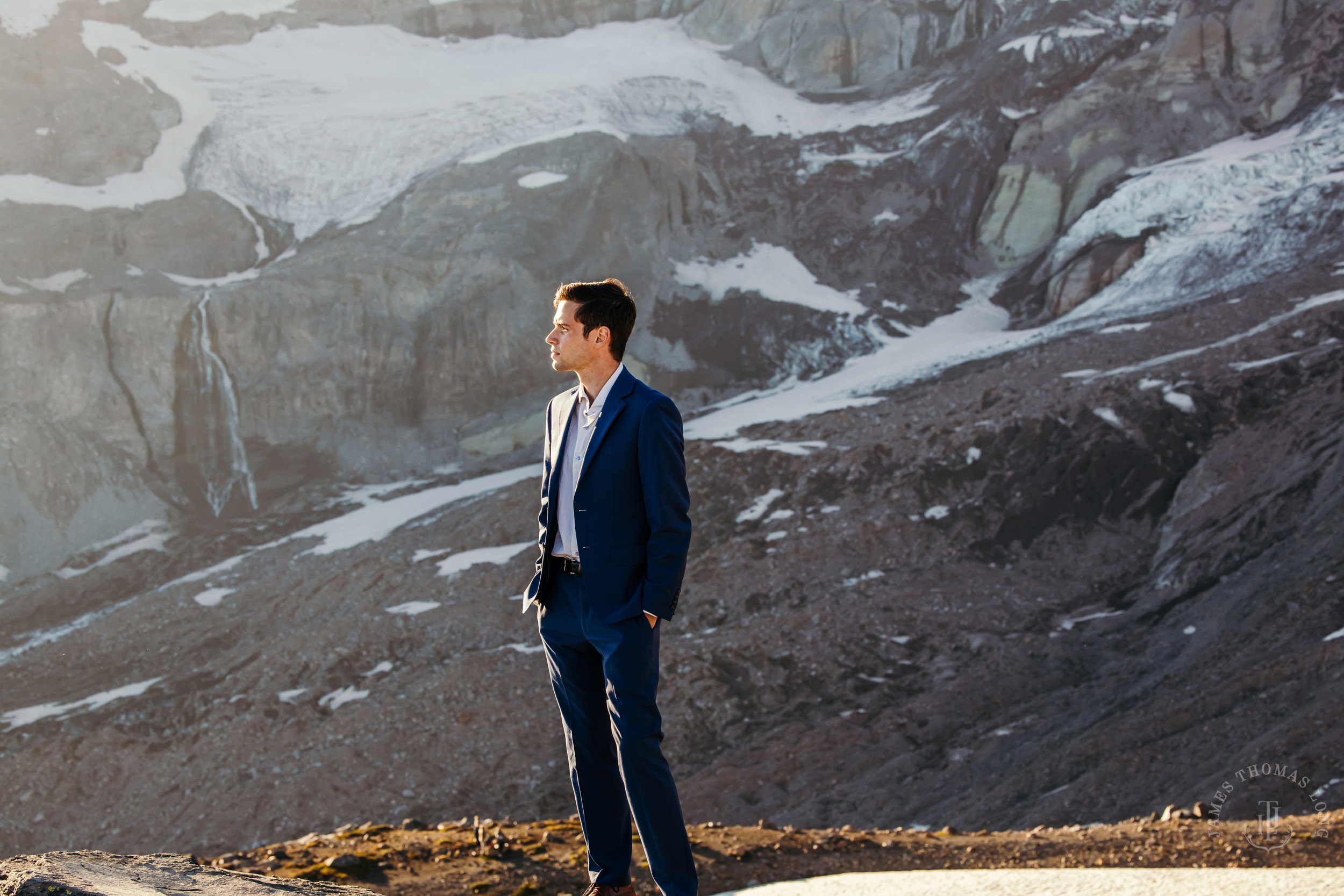 Mount Rainier adventure engagement session by Seattle adventure elopement photographer James Thomas Long Photography