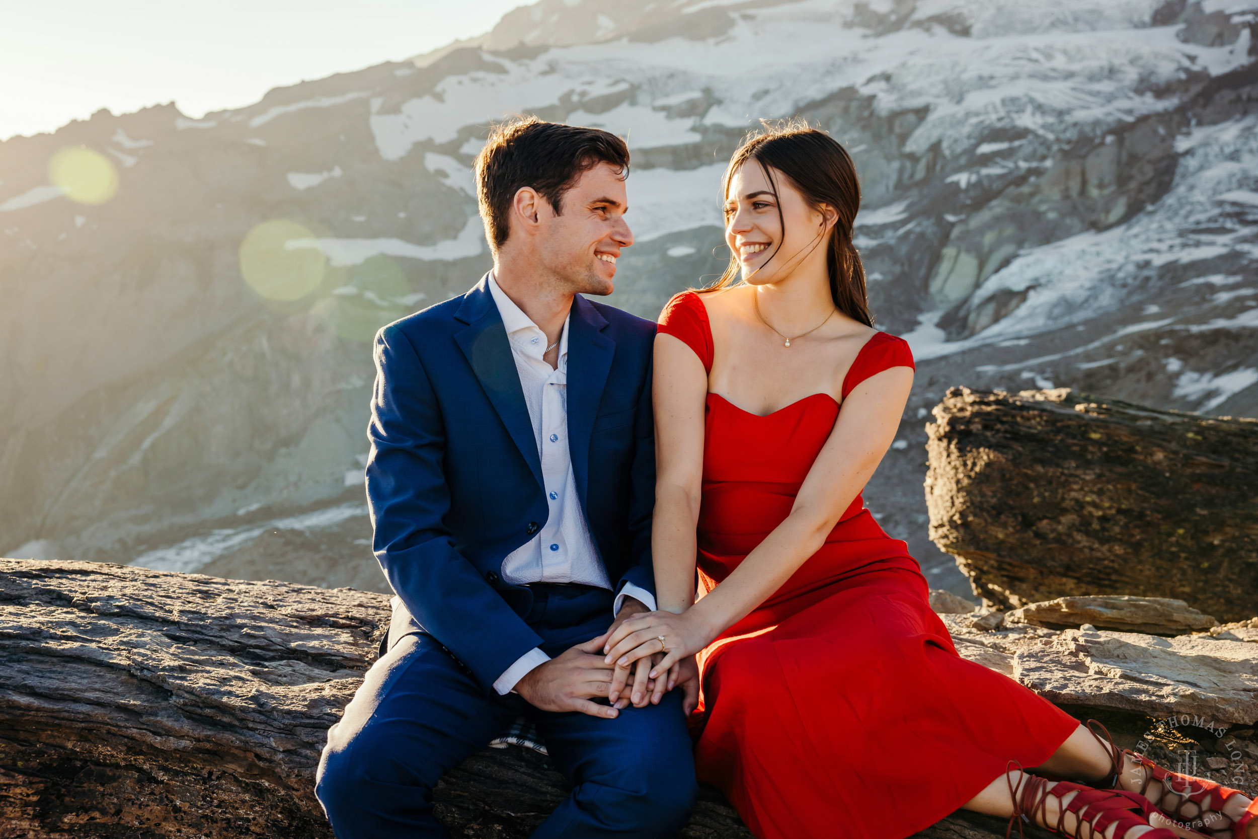 Mount Rainier adventure engagement session by Seattle adventure elopement photographer James Thomas Long Photography