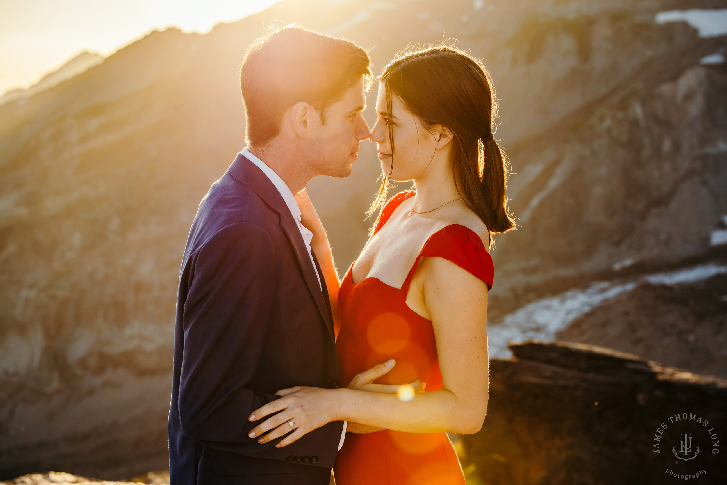 Mount Rainier adventure engagement session by Seattle adventure elopement photographer James Thomas Long Photography