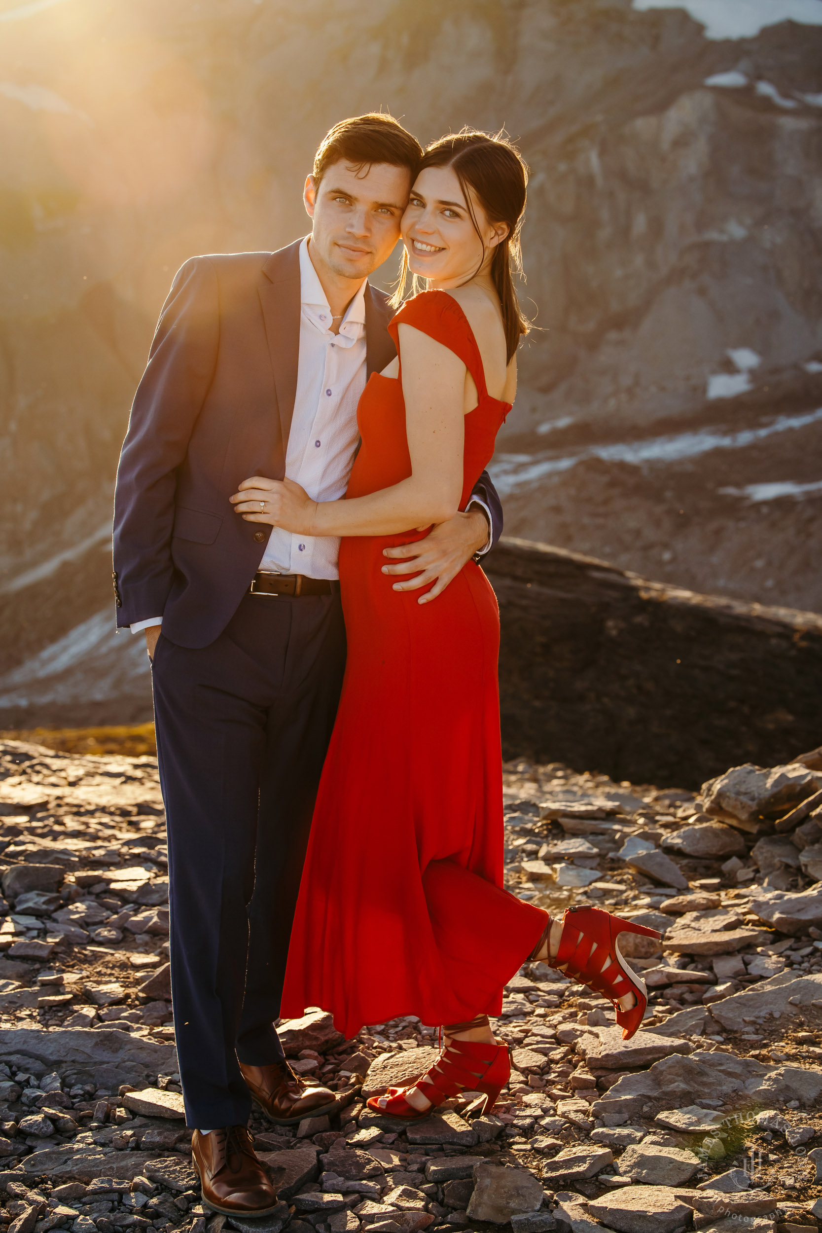 Mount Rainier adventure engagement session by Seattle adventure elopement photographer James Thomas Long Photography