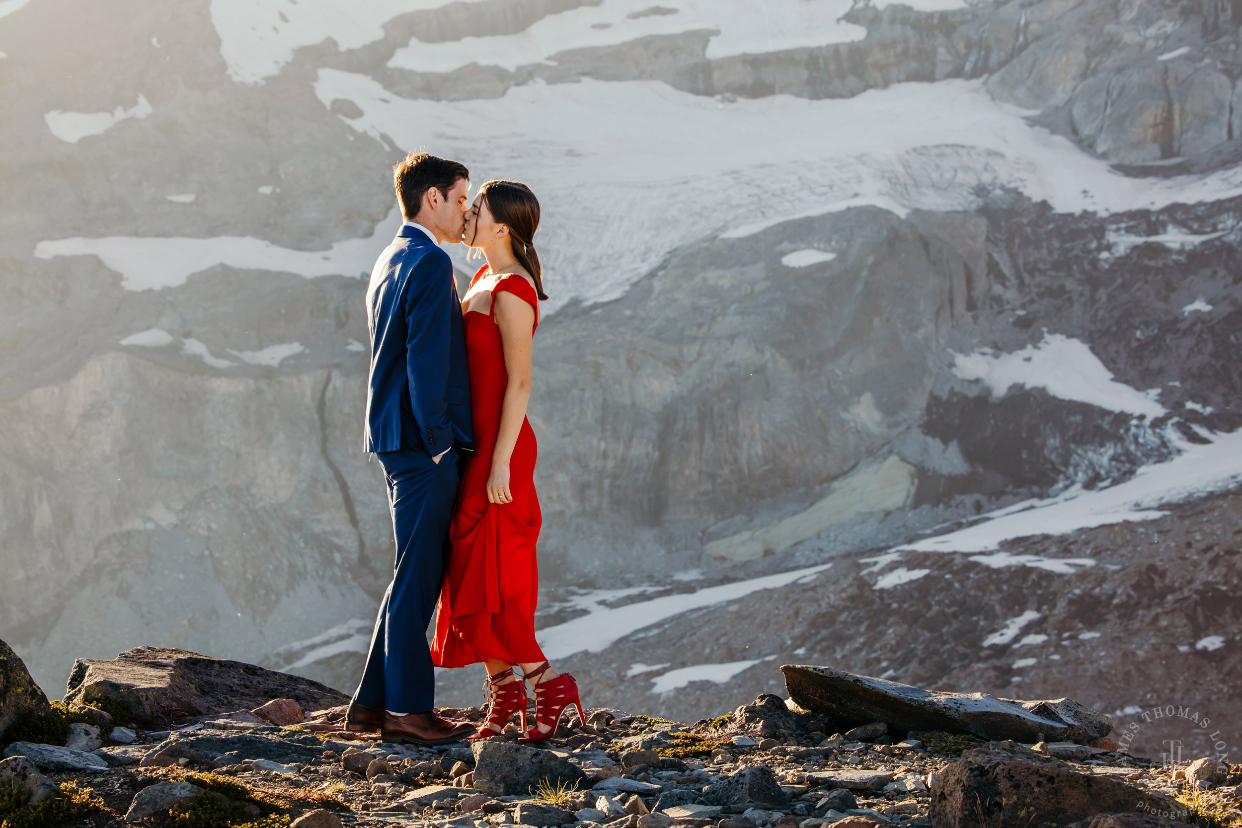 Mount Rainier adventure engagement session by Seattle adventure elopement photographer James Thomas Long Photography