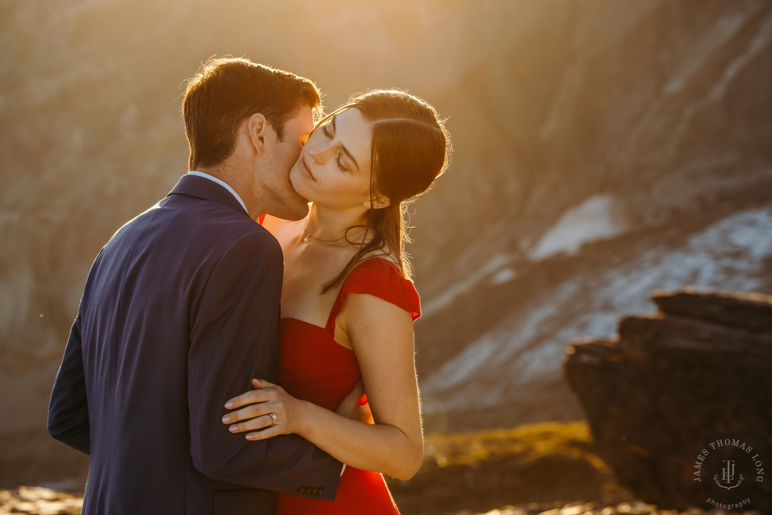 Mount Rainier adventure engagement session by Seattle adventure elopement photographer James Thomas Long Photography