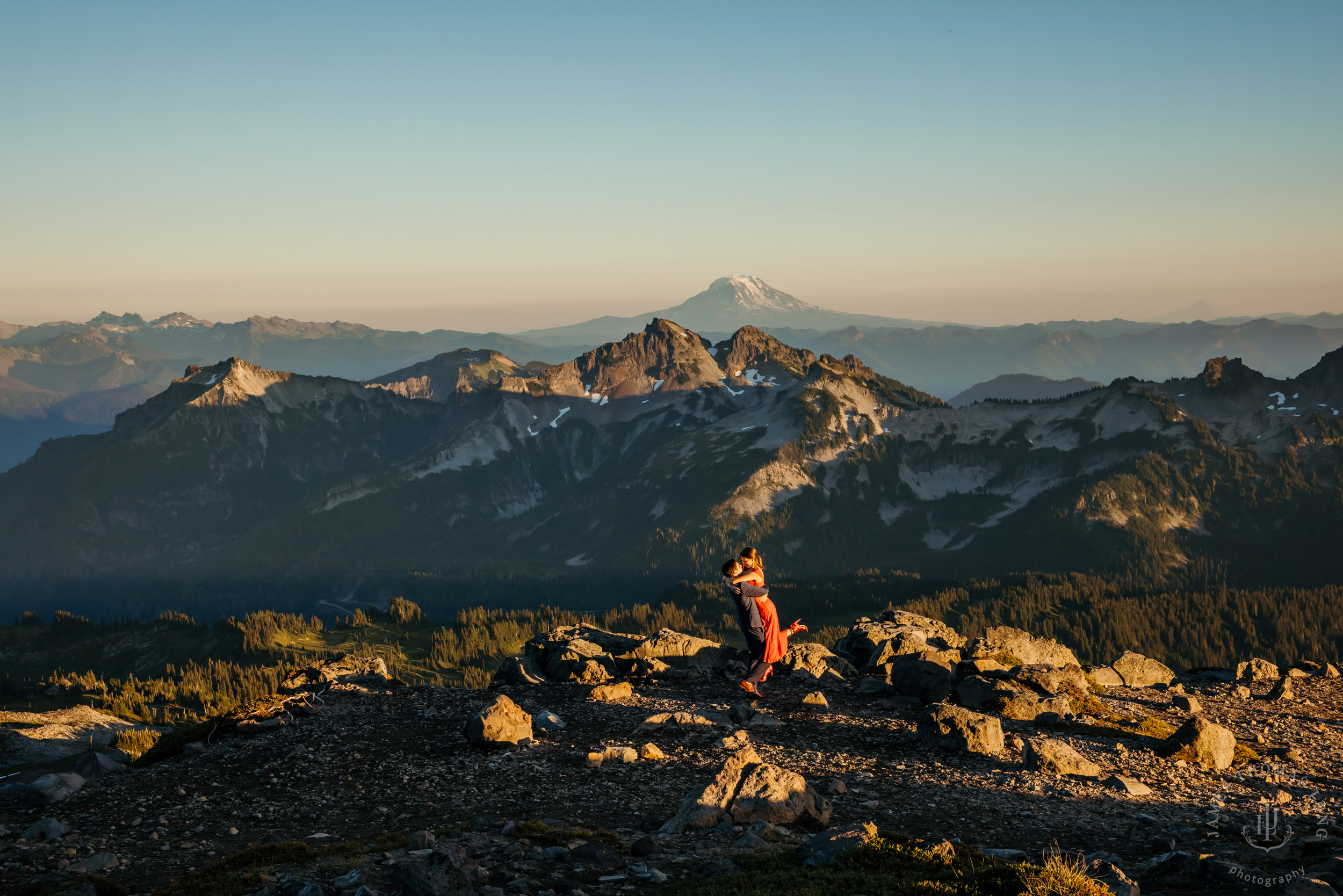 Mount Rainier adventure engagement session by Seattle adventure elopement photographer James Thomas Long Photography