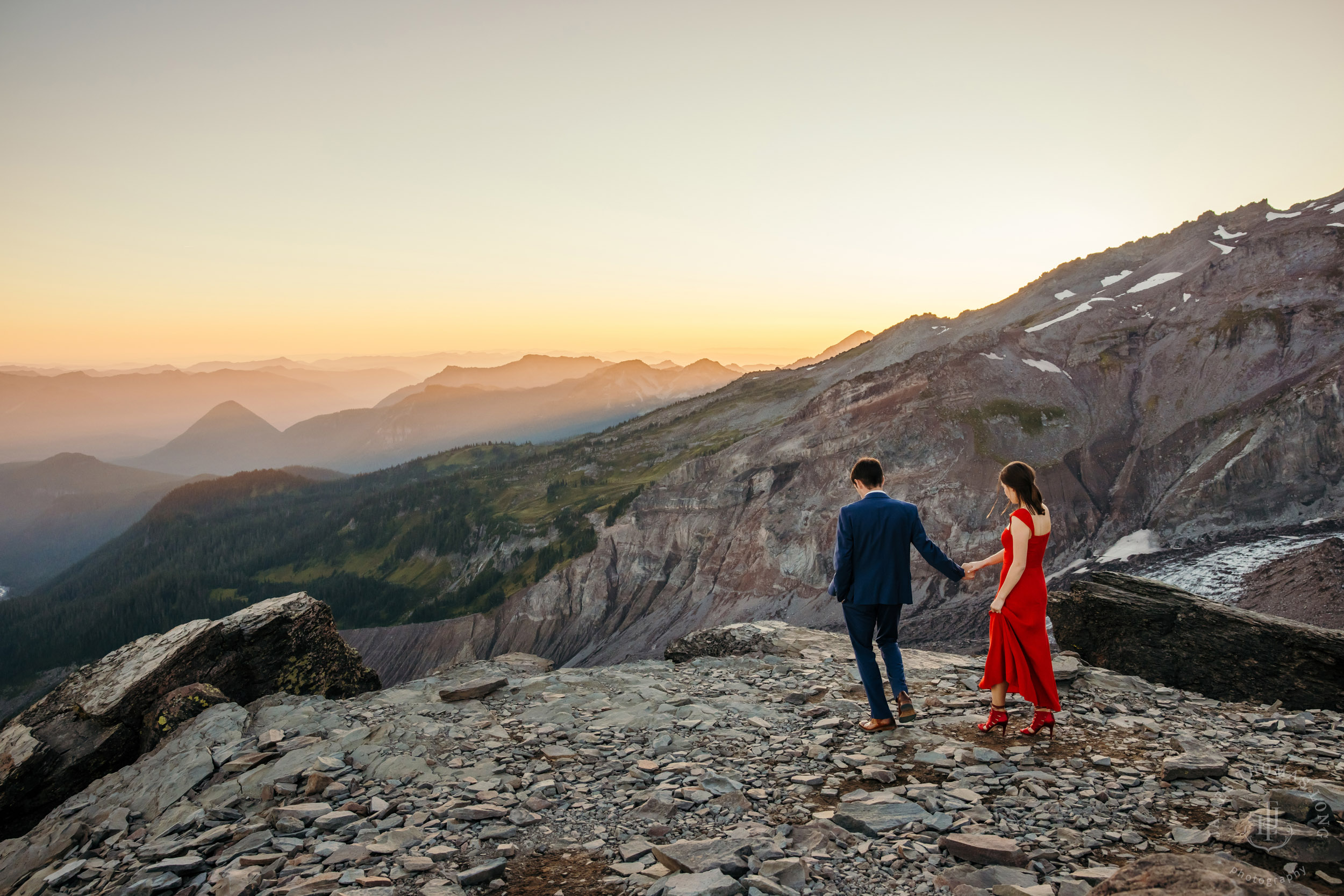 Mount Rainier adventure engagement session by Seattle adventure elopement photographer James Thomas Long Photography