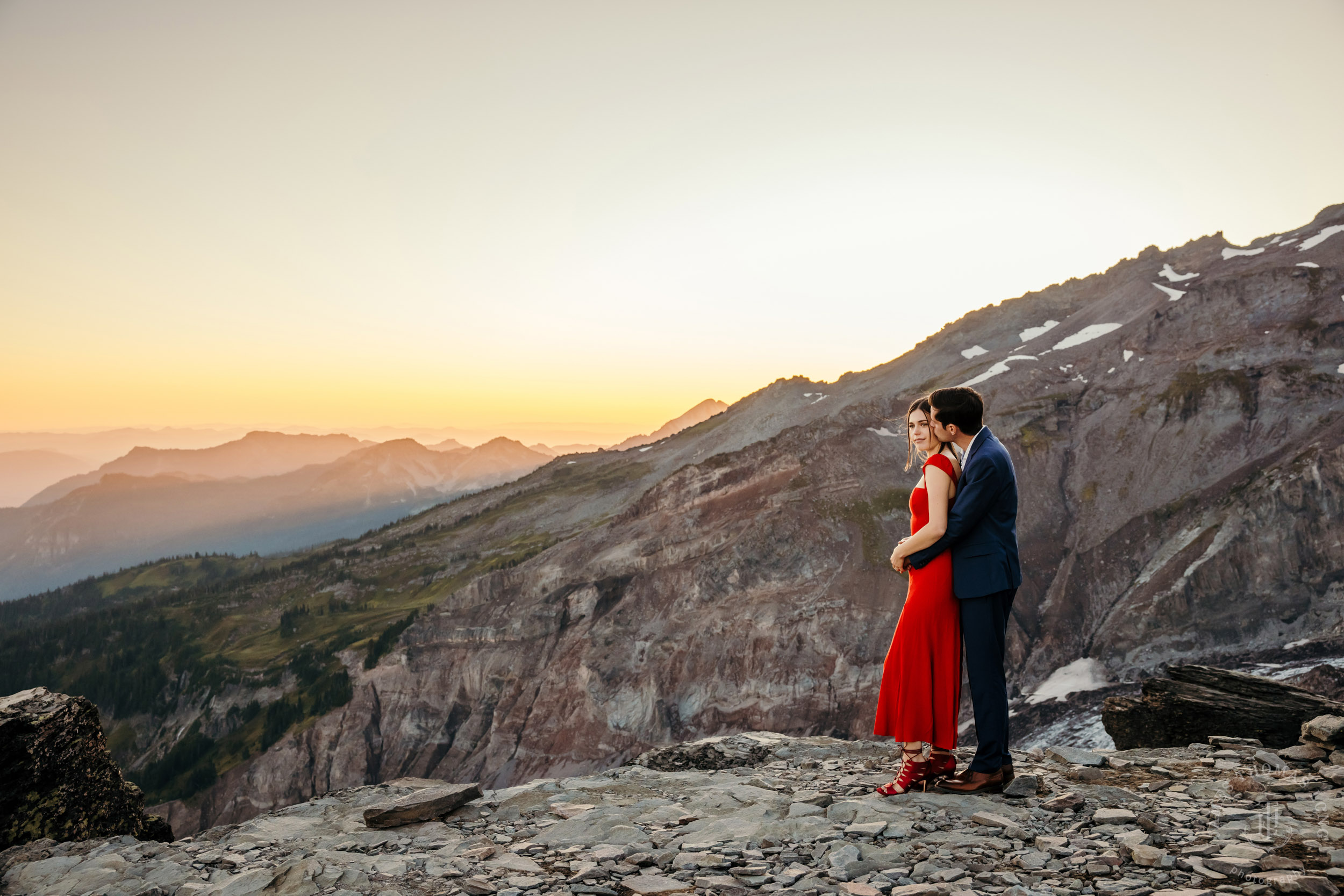 Mount Rainier adventure engagement session by Seattle adventure elopement photographer James Thomas Long Photography